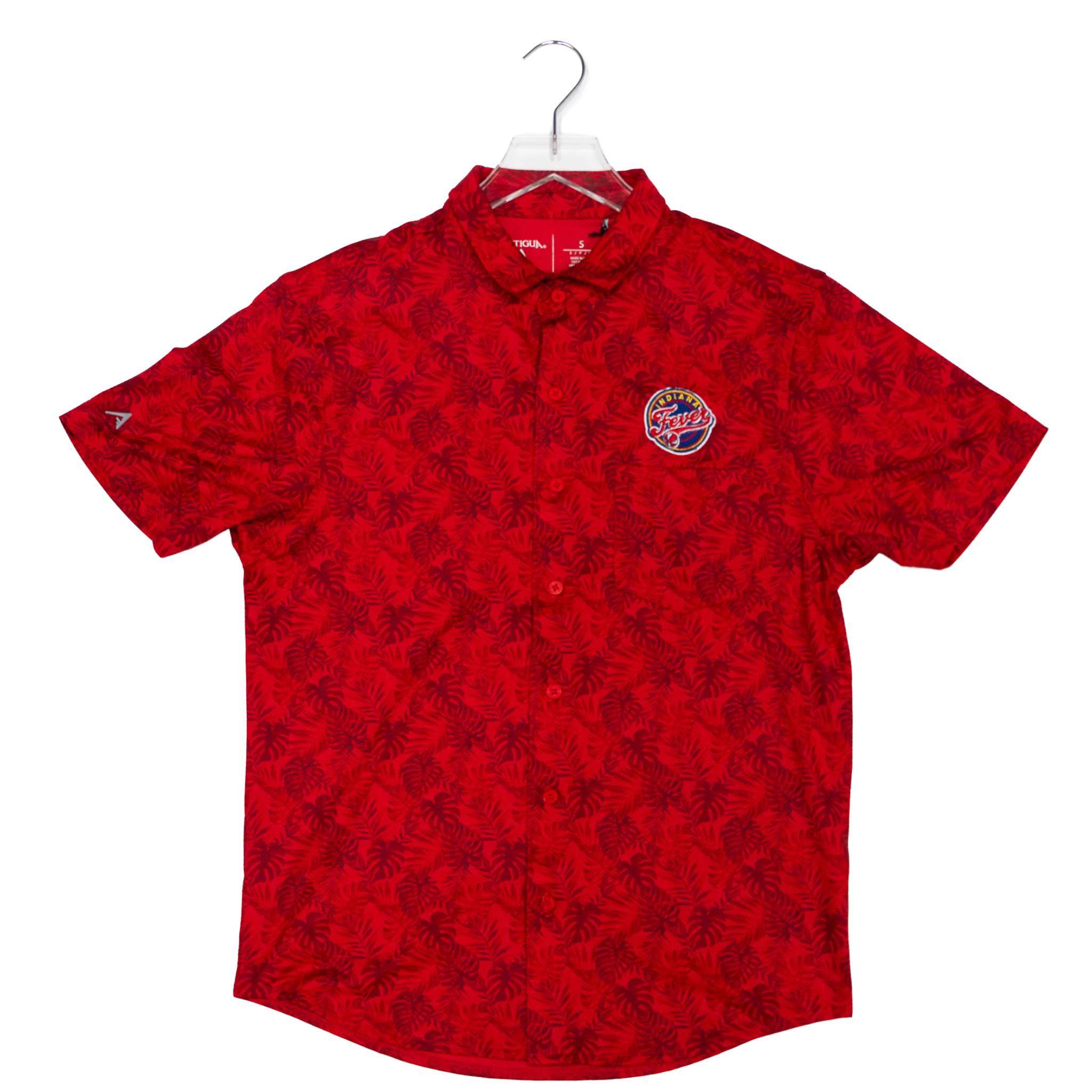 Adult Indiana Fever Short Sleeve Tampa Button Down Shirt in Red by Antigua