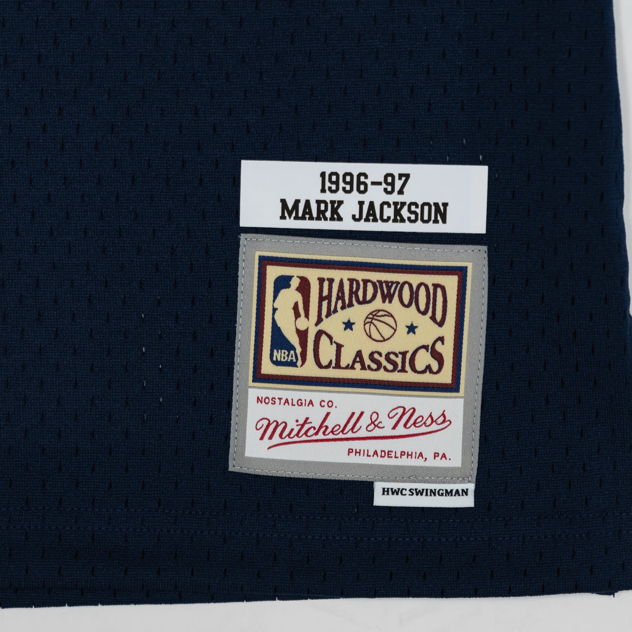 Adult Indiana Pacers #13 Mark Jackson Flo-Jo Hardwood Classic Jersey in Navy by Mitchell & Ness 3 Adult Indiana Pacers #13 Mark Jackson Flo-Jo Hardwood Classic Jersey in Navy by Mitchell & Ness