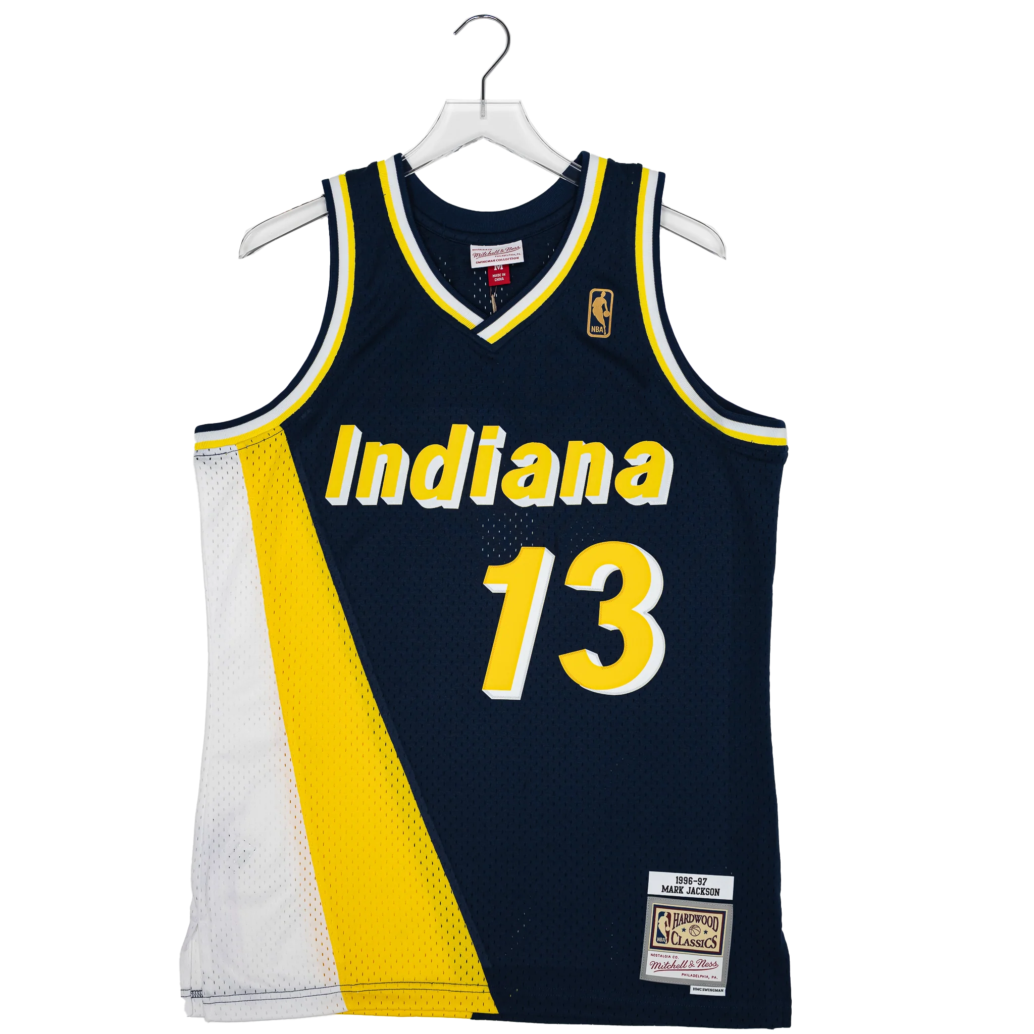 Adult Indiana Pacers #13 Mark Jackson Flo-Jo Hardwood Classic Jersey in Navy by Mitchell & Ness 2 Adult Indiana Pacers #13 Mark Jackson Flo-Jo Hardwood Classic Jersey in Navy by Mitchell & Ness
