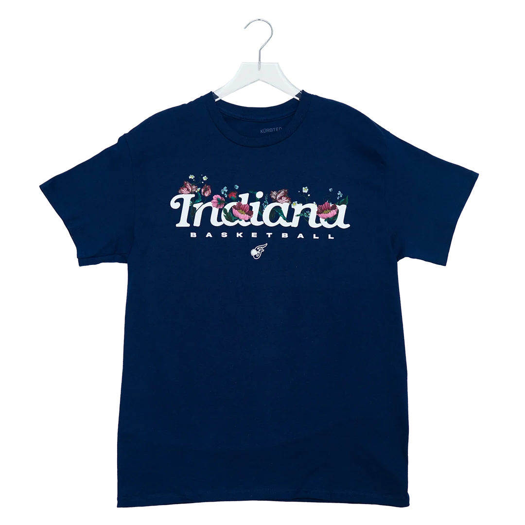 Adult Indiana Fever Floral Court T-shirt in Navy by Kur8ted 3 Adult Indiana Fever Floral Court T-shirt in Navy by Kur8ted