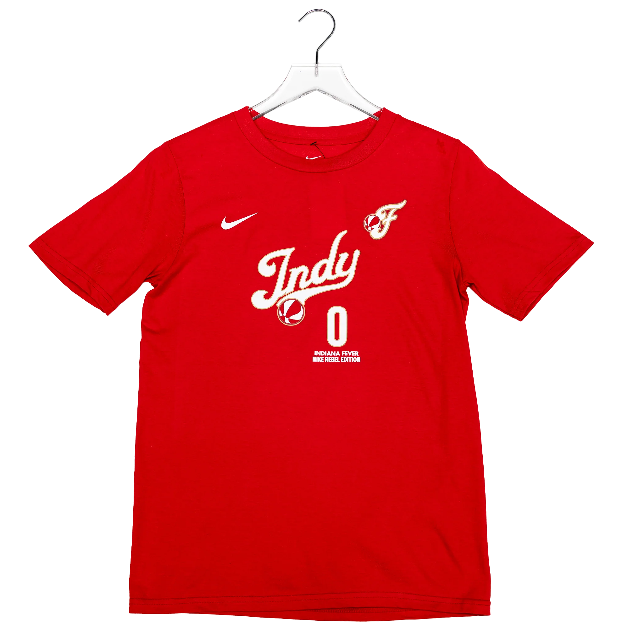 Youth Indiana Fever #0 Kelsey Mitchell 2026 Rebel Name and Number T-shirt in Red by Nike 2 Youth Indiana Fever #0 Kelsey Mitchell 2026 Rebel Name and Number T-shirt in Red by Nike