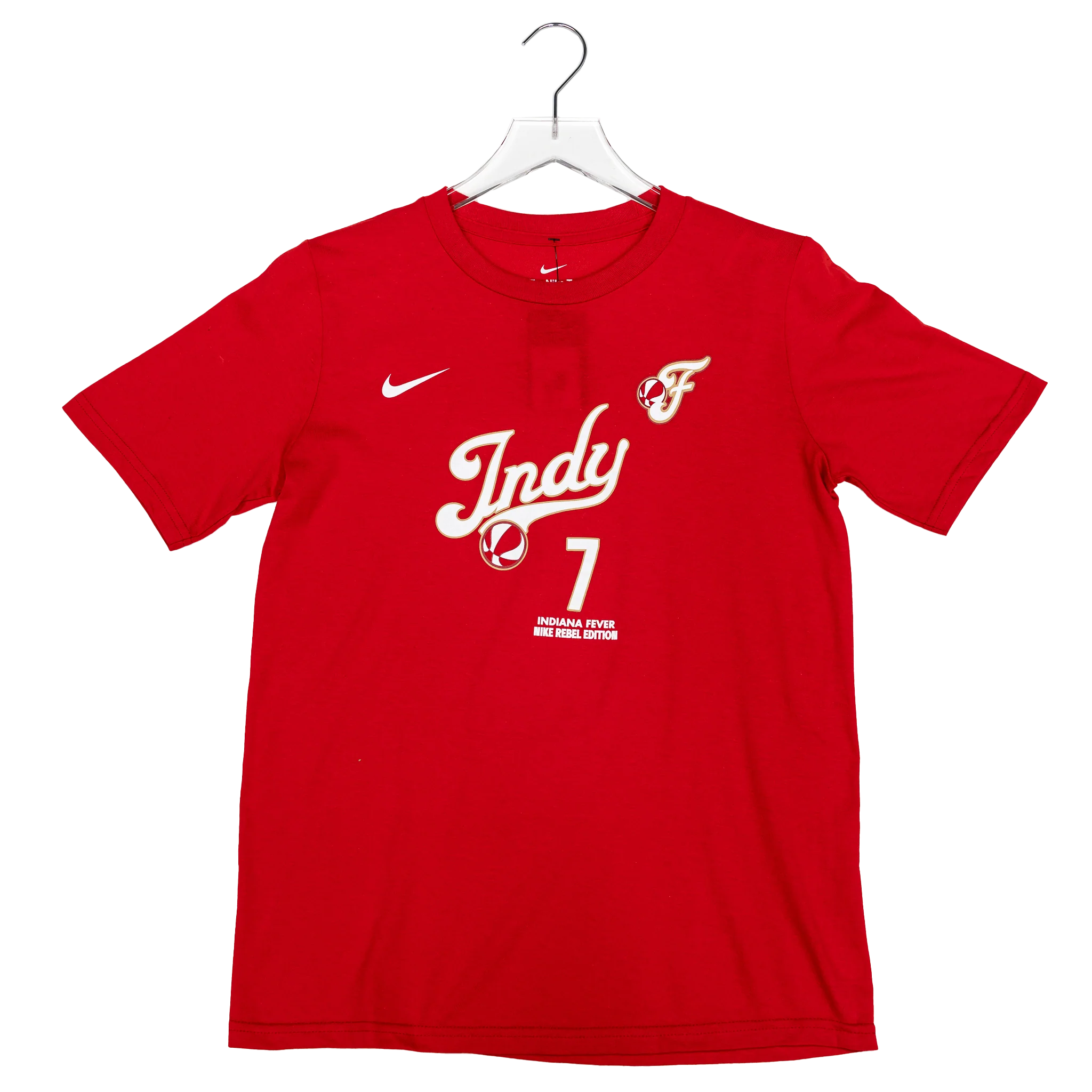 Youth Indiana Fever #7 Aliyah Boston 2026 Rebel Name and Number T-shirt in Red by Nike