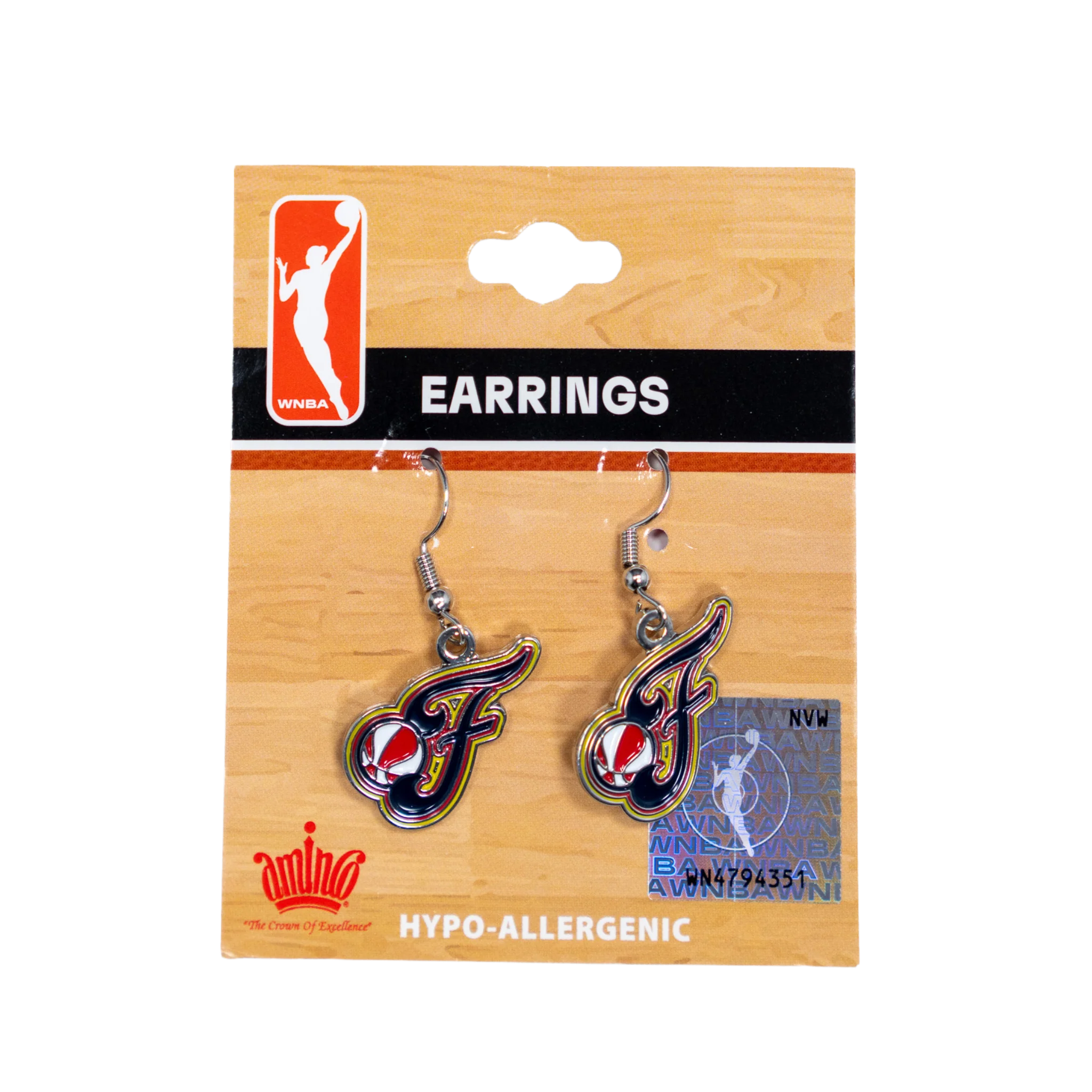 Women's Indiana Fever Secondary Logo Dangler Earrings in Navy by Aminco