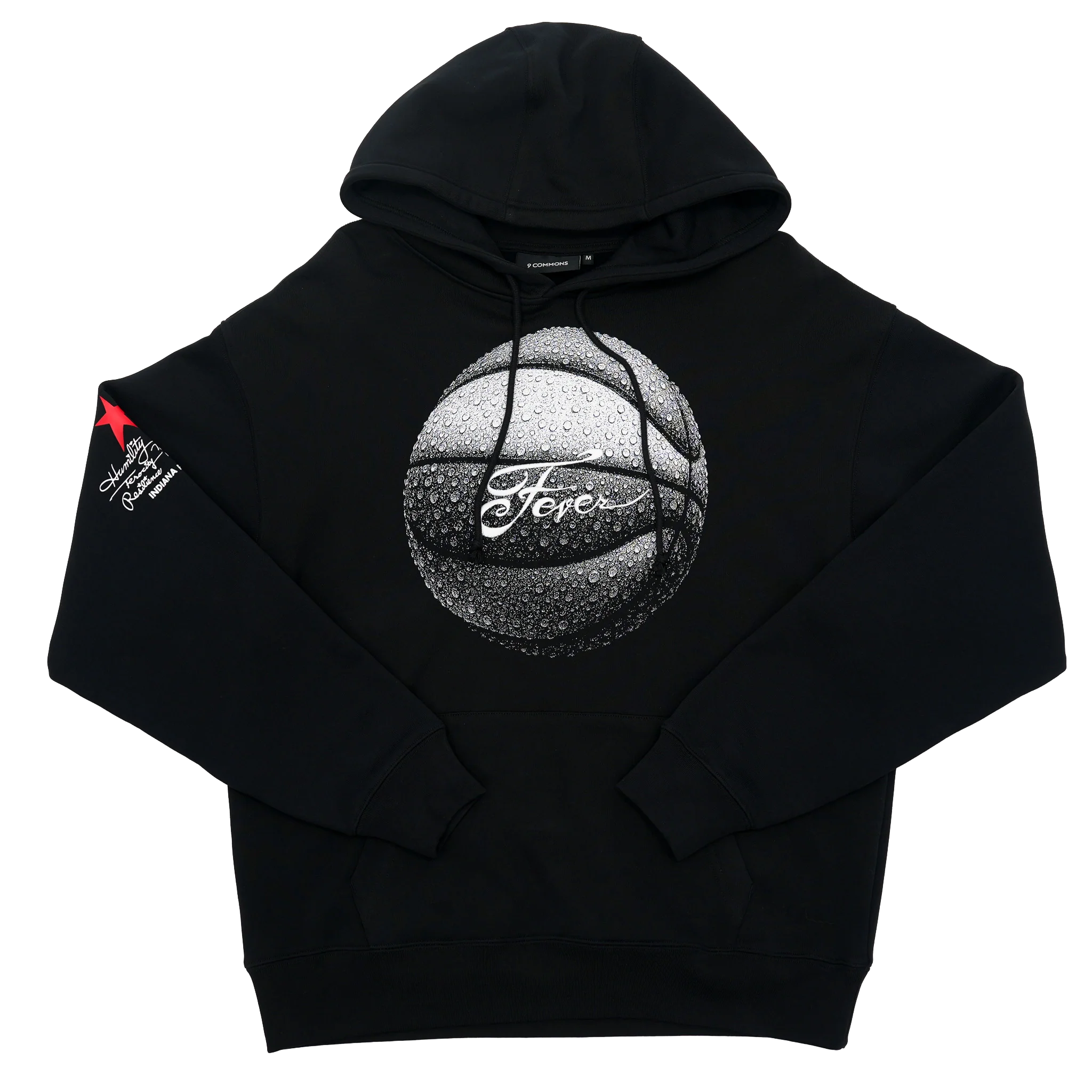 Adult Indiana Fever Gradient Basketball Hooded Sweatshirt in Black by 9Commons