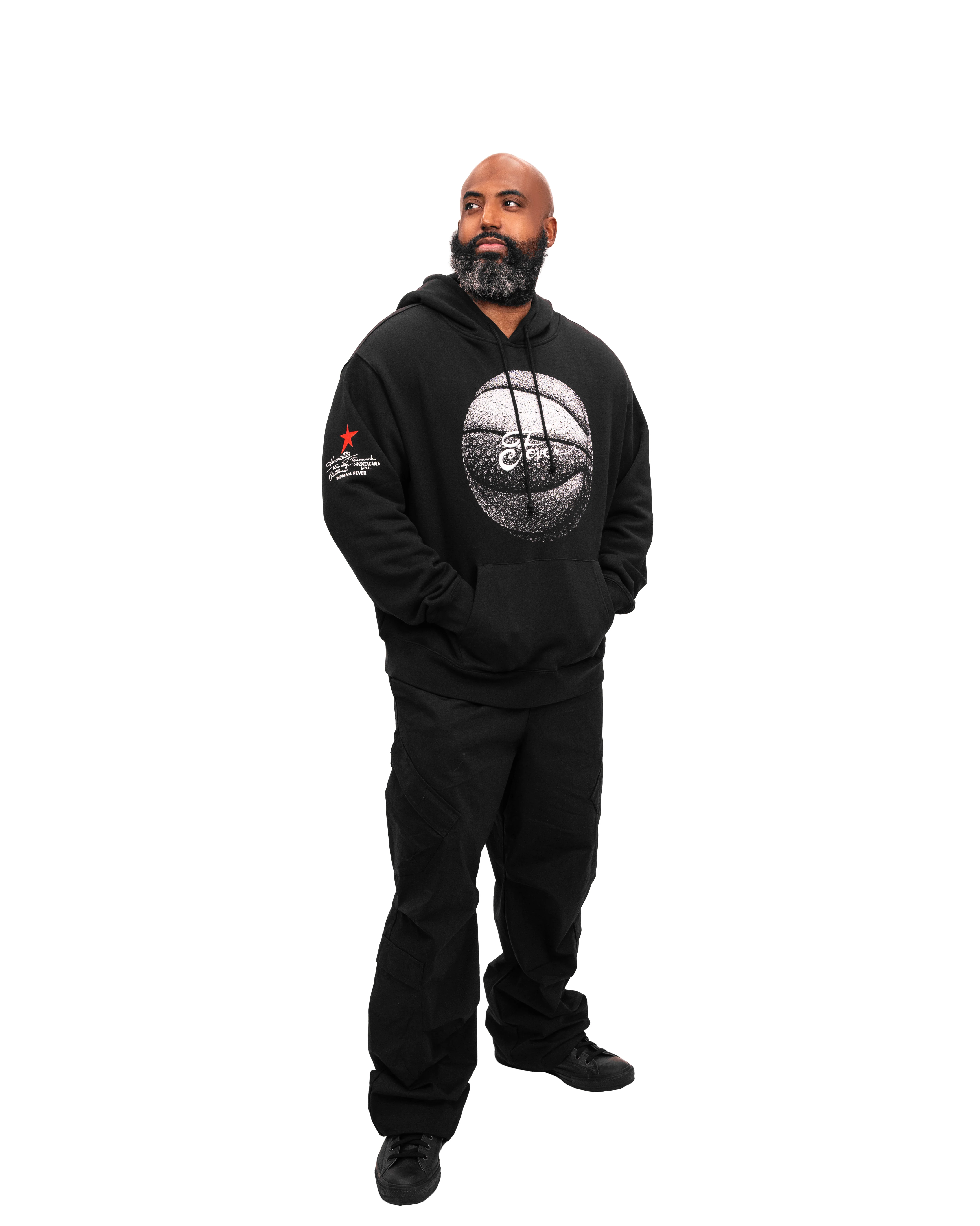 Adult Indiana Fever Gradient Basketball Hooded Sweatshirt in Black by 9Commons