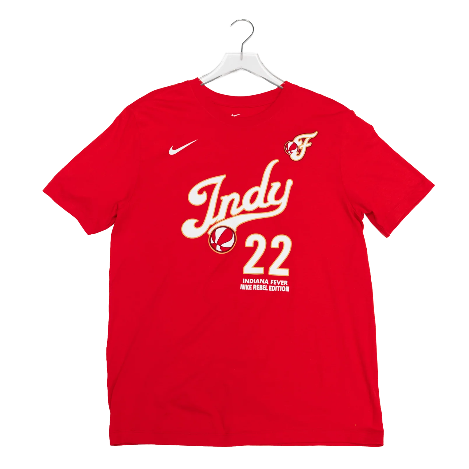 Adult Indiana Fever #22 Caitlin Clark Rebel Name and Number T-Shirt in Red by Nike