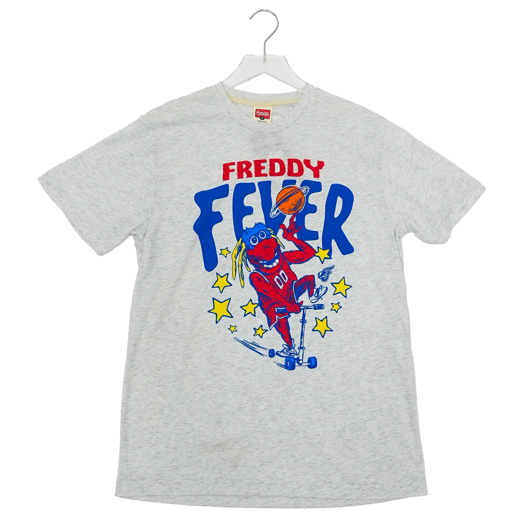 Adult Indiana Fever Freddy Fever T-shirt in Grey by Homage 1 Adult Indiana Fever Freddy Fever T-shirt in Grey by Homage
