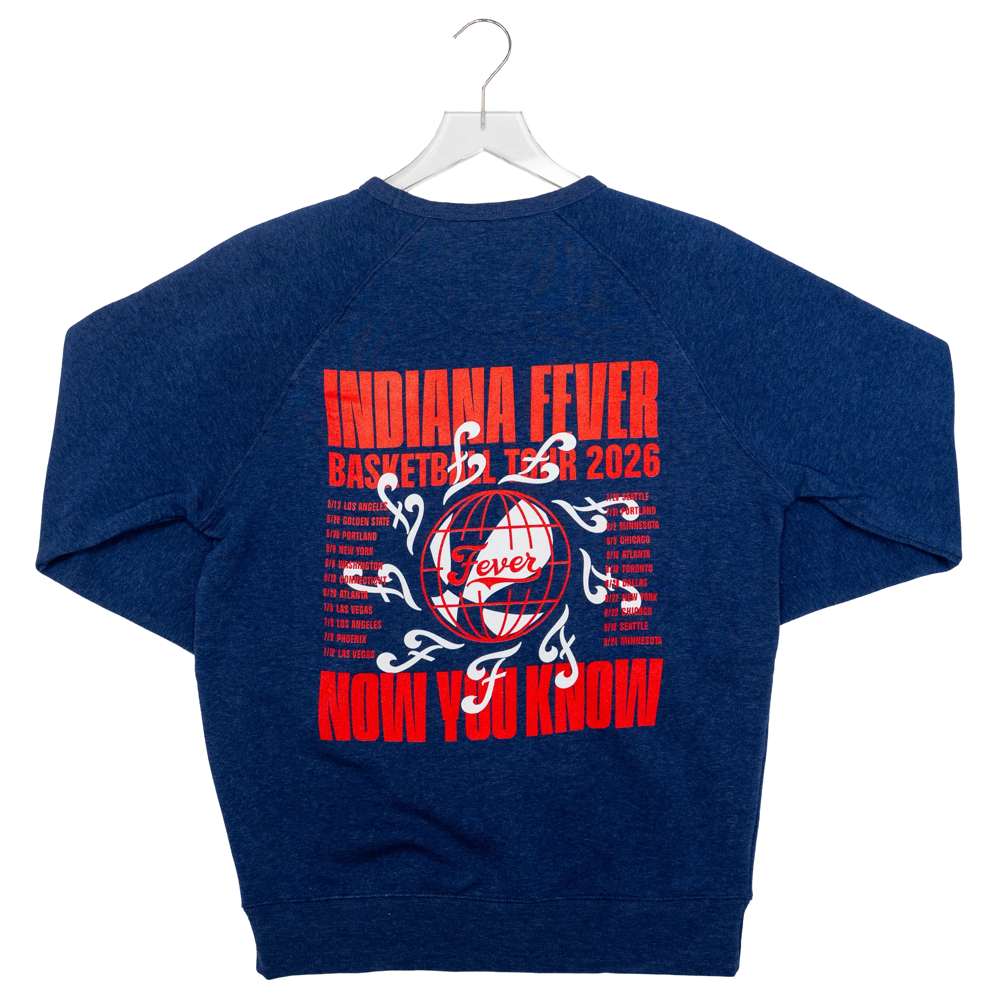 Adult Indiana Fever Tour Crewneck Sweatshirt in Navy by Fever Team Store