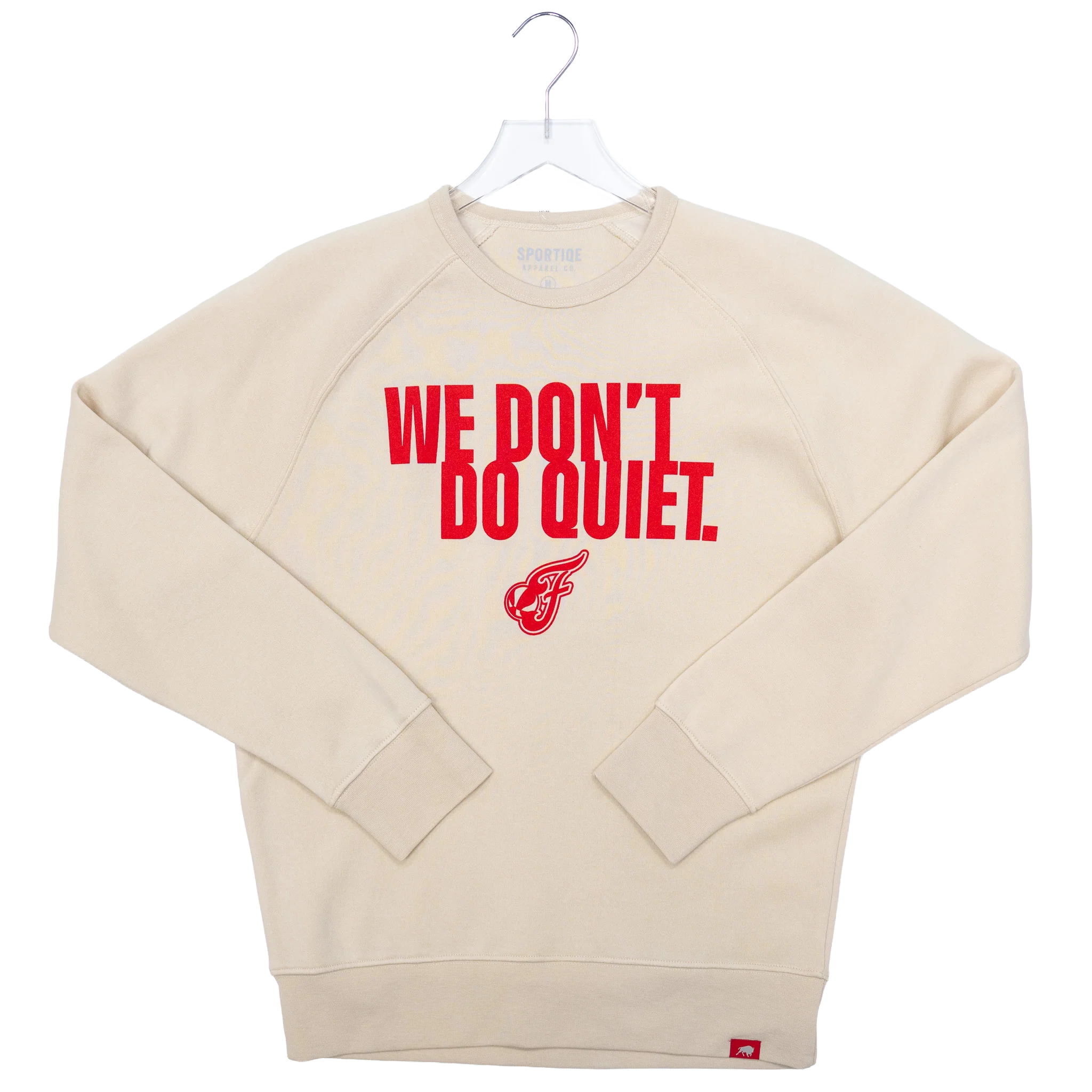 Adult Indiana Fever We Don't Do Quiet Crewneck Sweatshirt in Natural by Sportiqe 3 Adult Indiana Fever We Don't Do Quiet Crewneck Sweatshirt in Natural by Sportiqe
