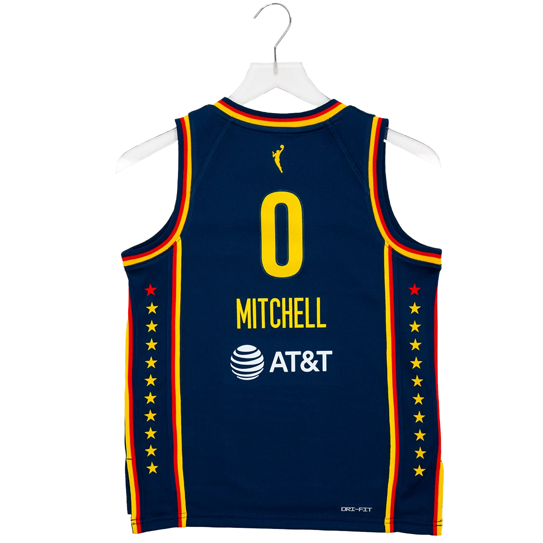 Youth Indiana Fever #0 Kelsey Mitchell Explorer Swingman Jersey in Navy by Nike
