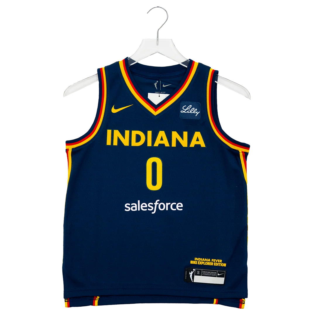 Youth Indiana Fever #0 Kelsey Mitchell Explorer Swingman Jersey in Navy by Nike