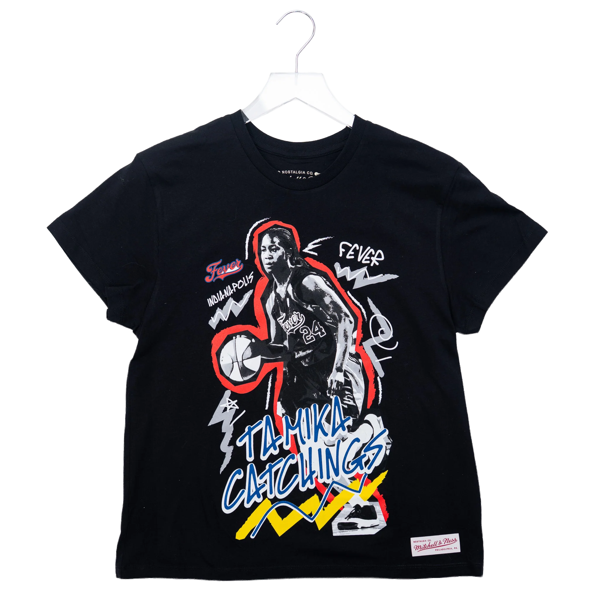 Adult Indiana Fever Tamika Catchings Chalked Up T-shirt in Black by Mitchell & Ness