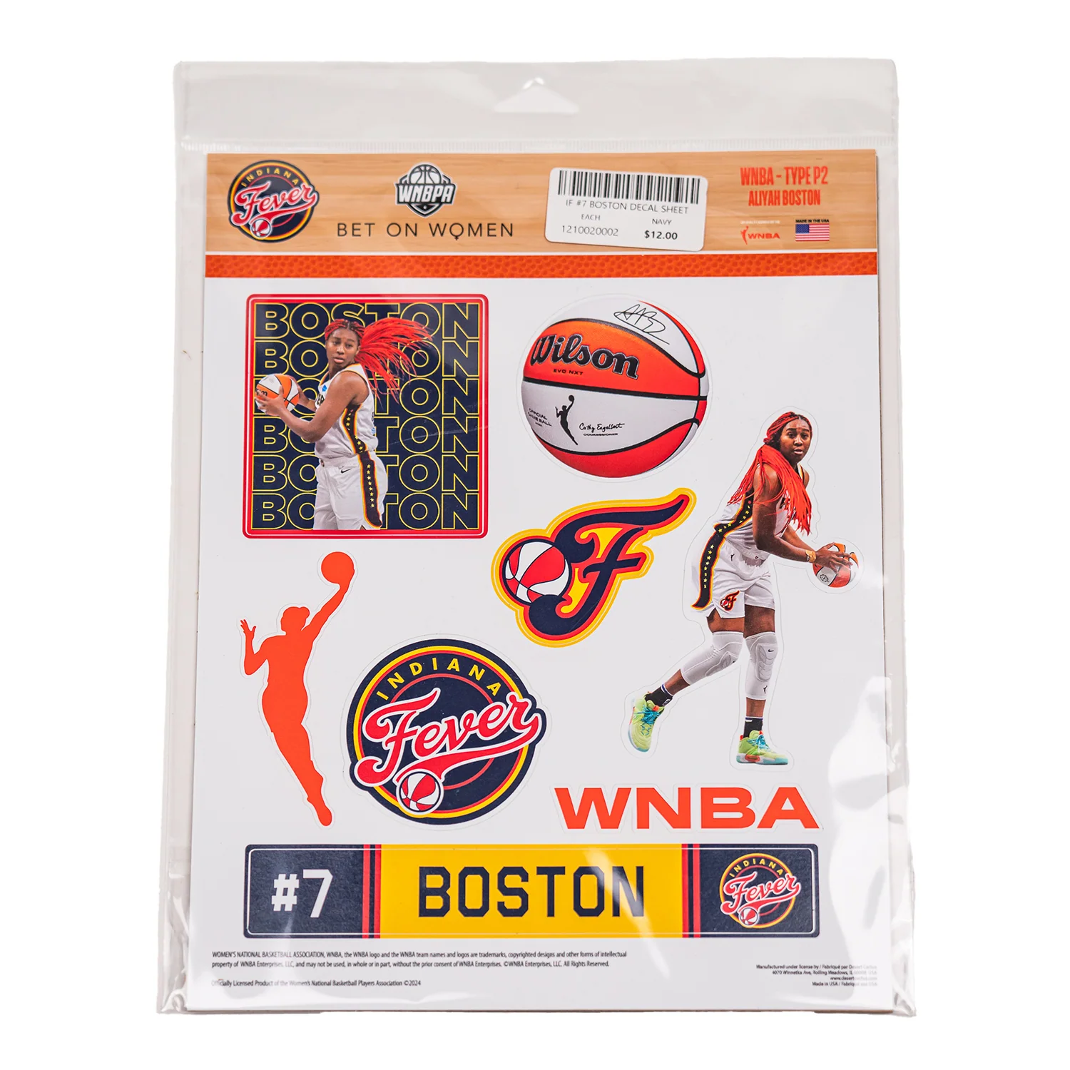 Indiana Fever Aliyah Boston #7 Decal Sheet in Navy by Desert Cactus