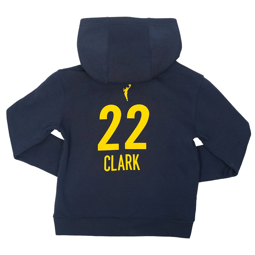 Youth 4-7 Indiana Fever #22 Caitlin Clark Explorer Name and Number Club Hooded Sweatshirt in Navy by Nike
