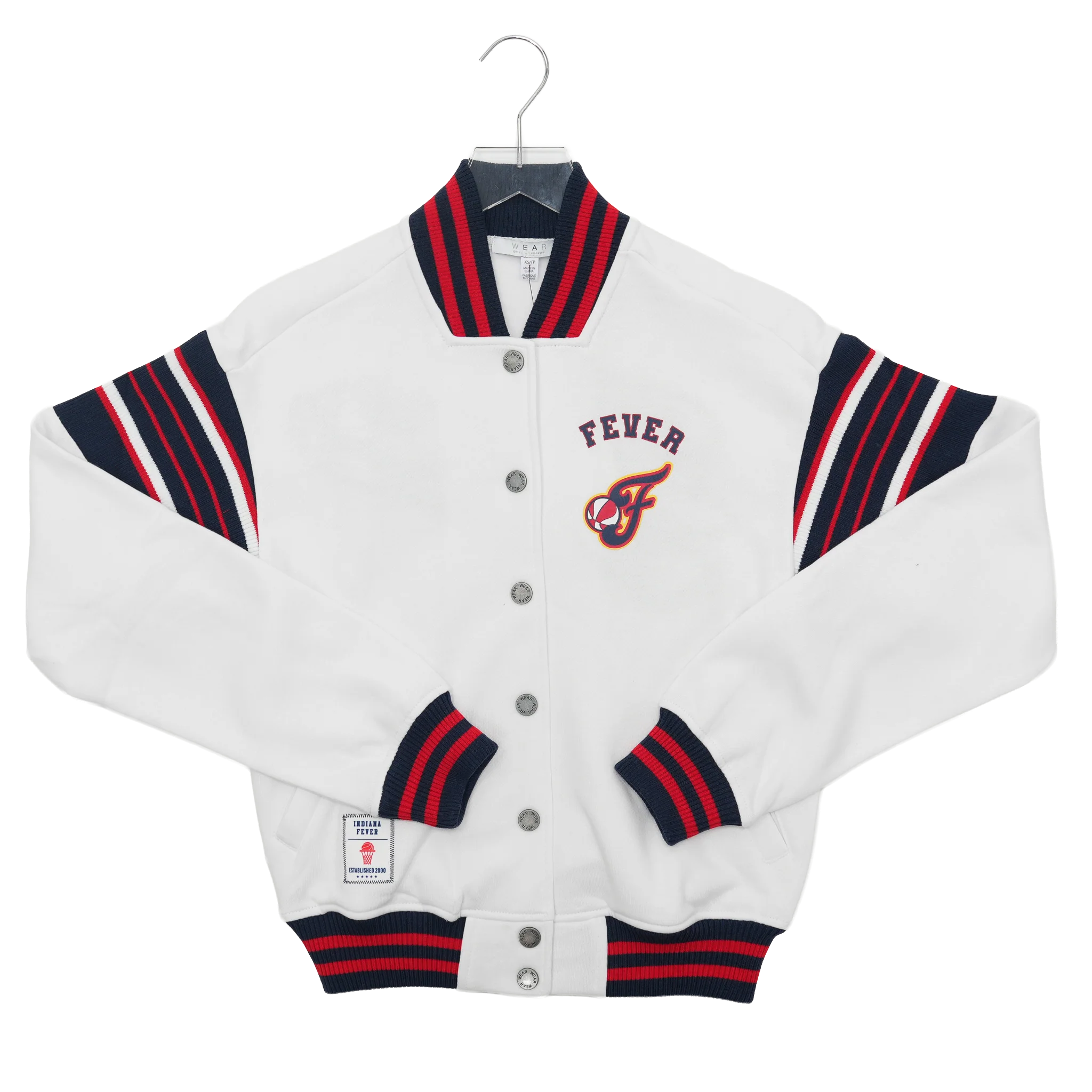 Women's Indiana Fever Snap Front Fleece Jacket in White by Wear by E. Andrews