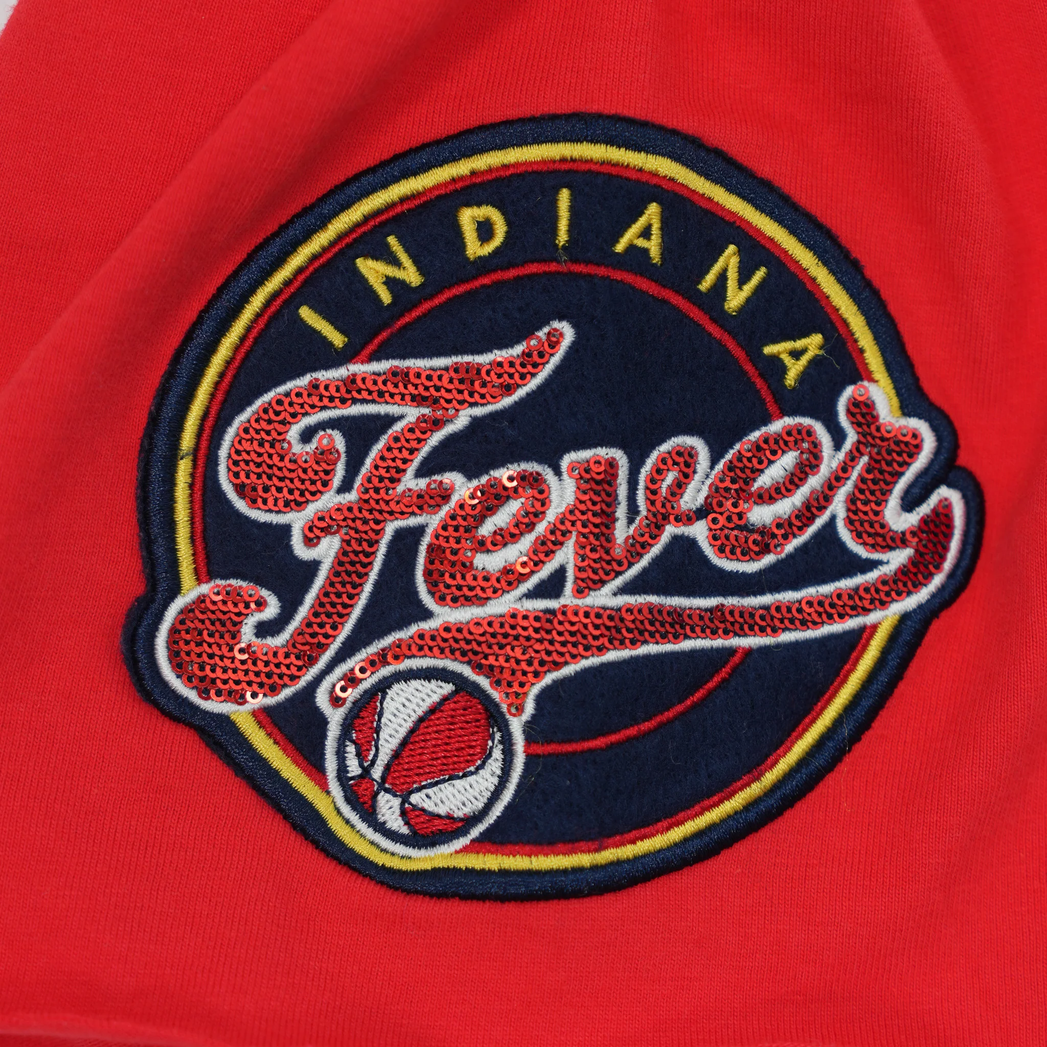 Women's Indiana Fever Cropped Raglan Boxy T-shirt in White by Mitchell & Ness 2 Women's Indiana Fever Cropped Raglan Boxy T-shirt in White by Mitchell & Ness