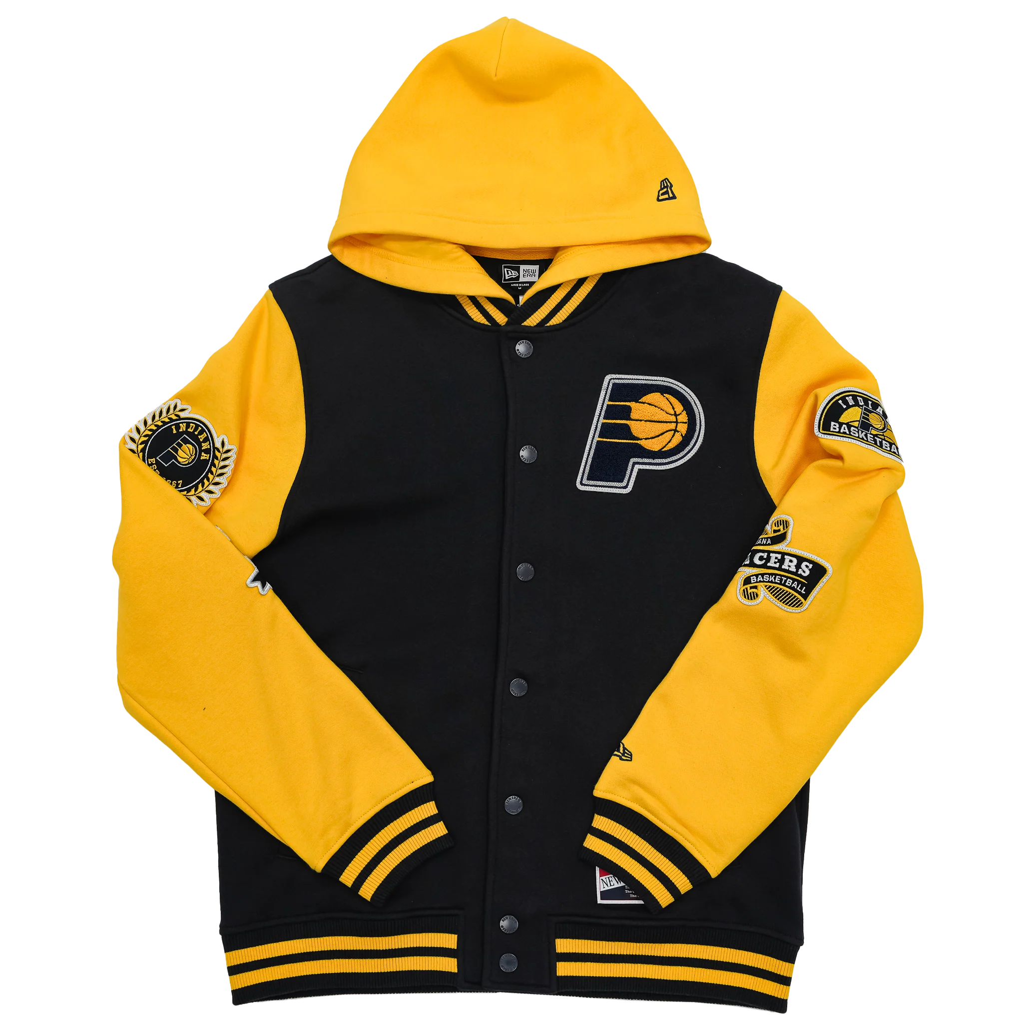 Adult Indiana Pacers Chenille Patch Full-Zip Jacket in Navy by New Era 1 Adult Indiana Pacers Chenille Patch Full-Zip Jacket in Navy by New Era