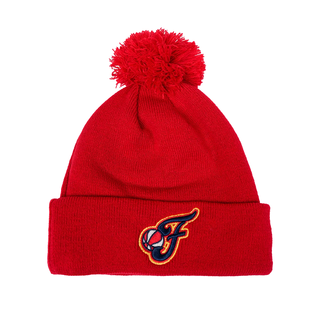 Adult Indiana Fever Caitlin Clark Secondary Logo Pom Knit Hat in Red by New Era