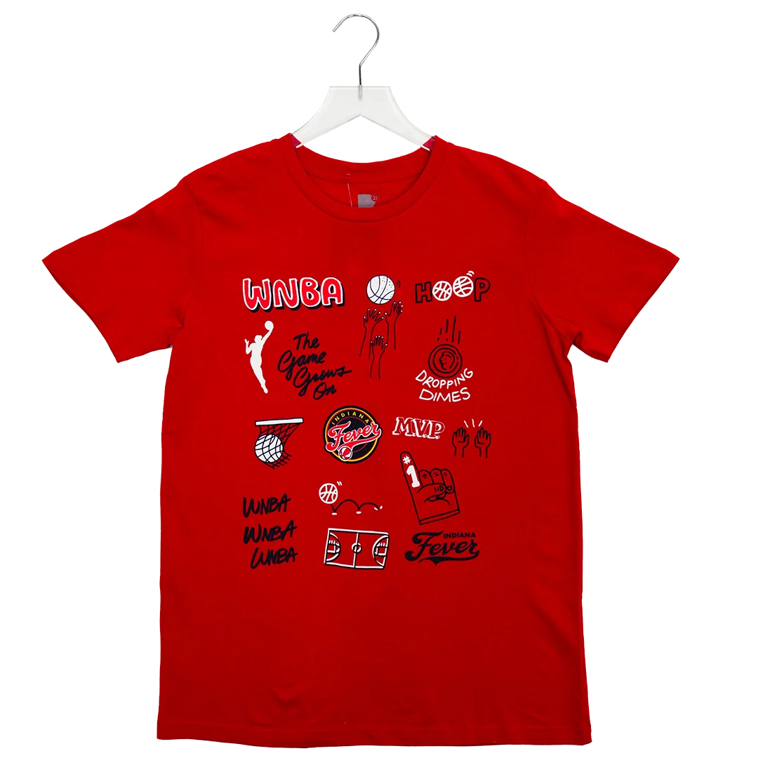 Youth Indiana Fever Short Sleeve Hoops T-shirt in Red by Round21