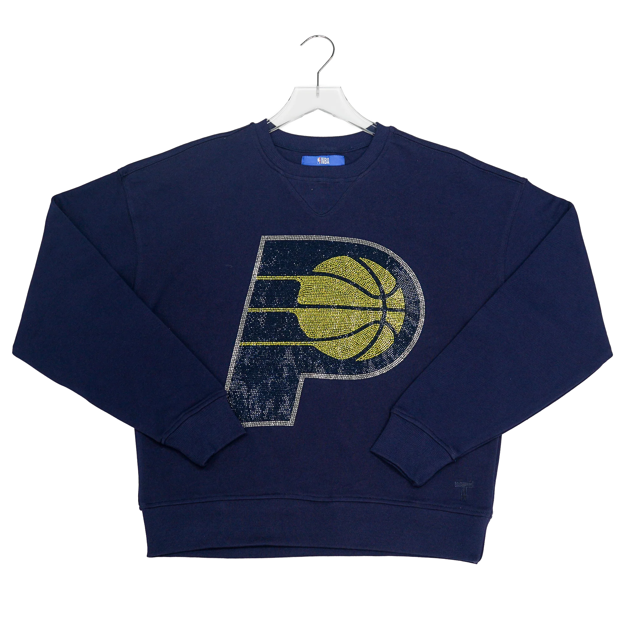 Women's Indiana Pacers Gem Logo Crewneck Sweatshirt in Navy by Terez 3 Women's Indiana Pacers Gem Logo Crewneck Sweatshirt in Navy by Terez