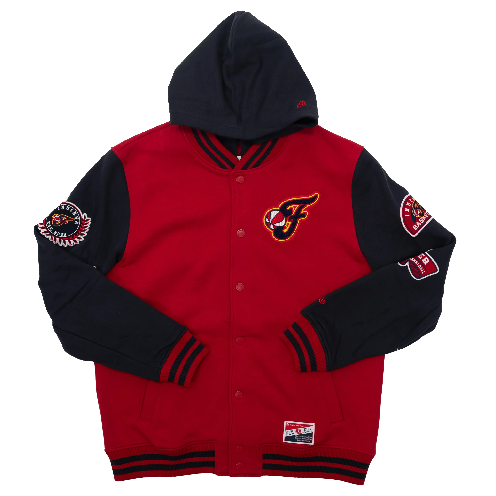Adult Indiana Fever Chenille Patch Full-Zip Hooded Sweatshirt in Red by New Era 5 Adult Indiana Fever Chenille Patch Full-Zip Hooded Sweatshirt in Red by New Era