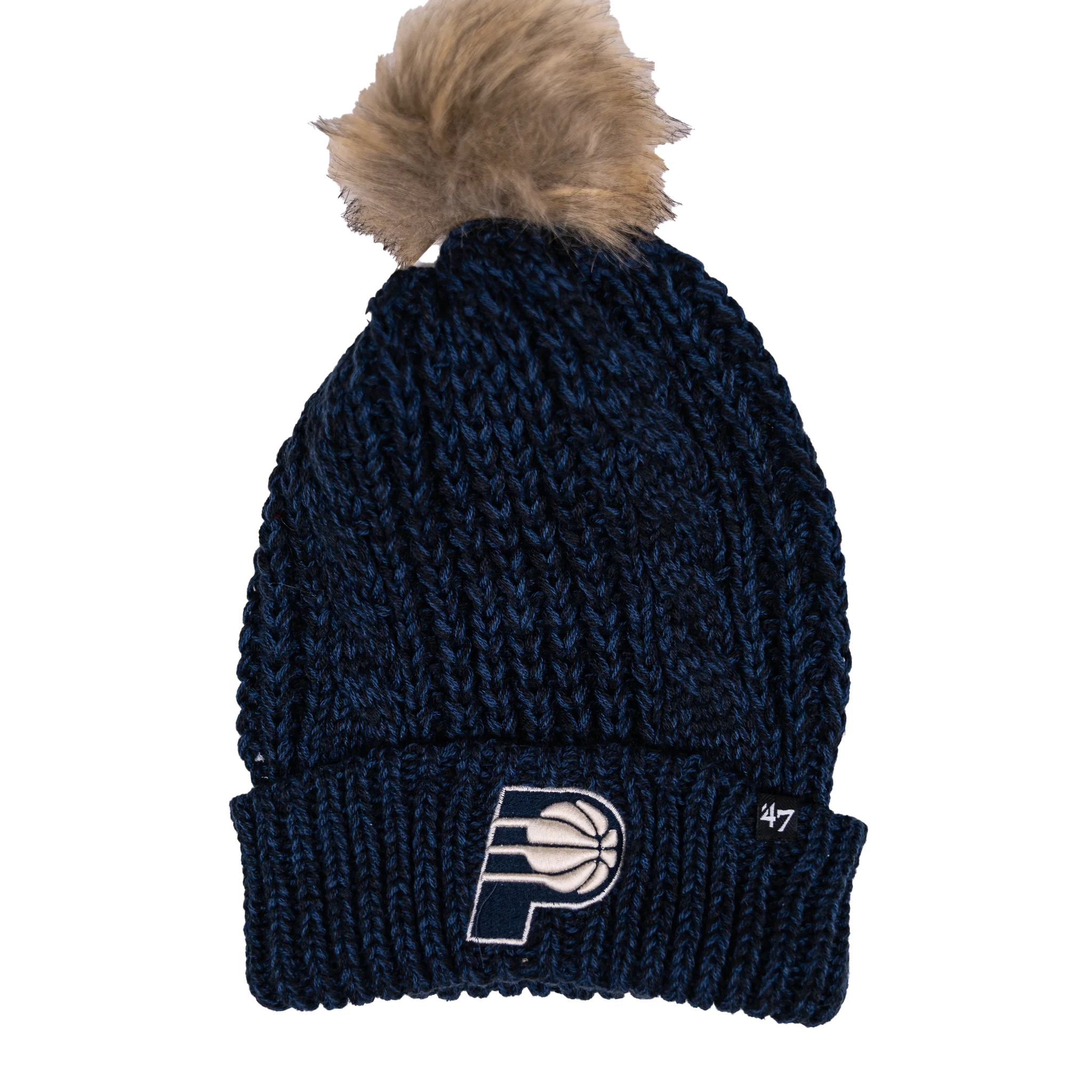 Women's Indiana Pacers Meeko Pom Knit Hat in Navy by 47 5 Women's Indiana Pacers Meeko Pom Knit Hat in Navy by 47