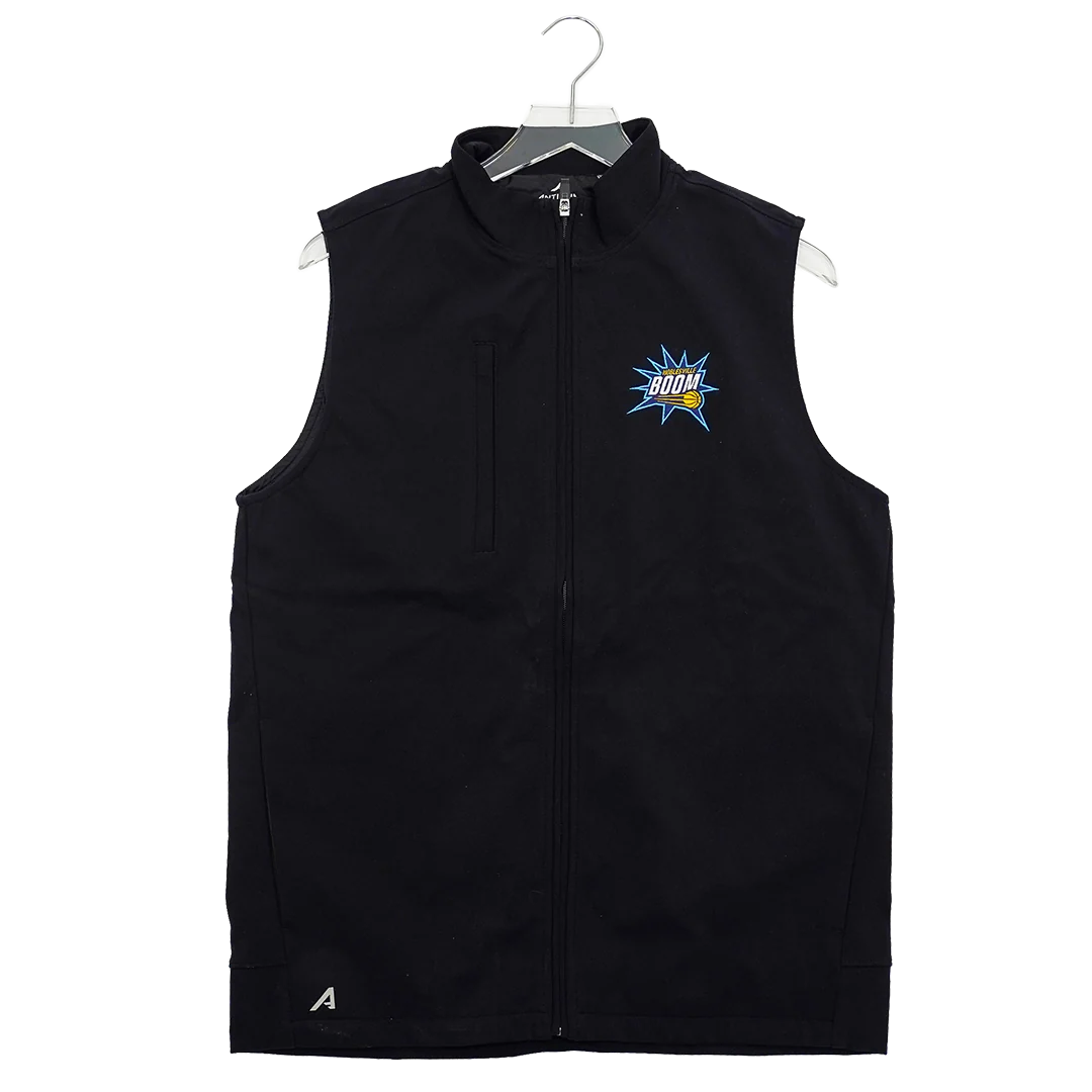 Adult Noblesville Boom Full-Zip Regard Vest in Black by Antigua