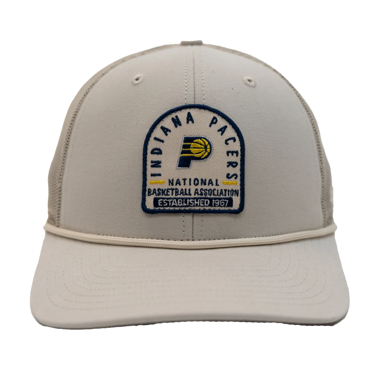 Adult Indiana Pacers Grvstn Trucker Hat in Natural by '47 1 Adult Indiana Pacers Grvstn Trucker Hat in Natural by '47