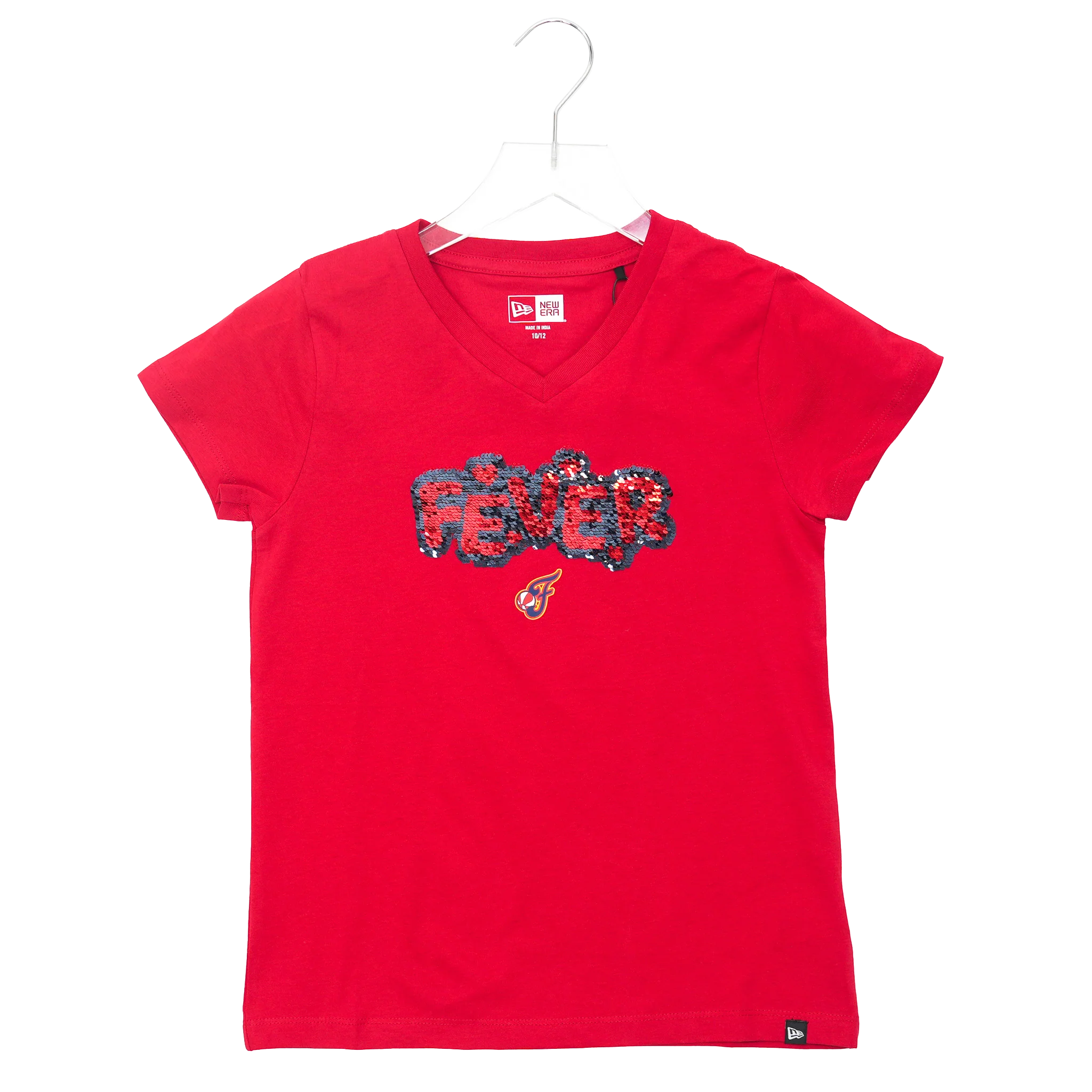 Youth Girls Indiana Fever Flip Sequin T-shirt in Red by New Era 10 Youth Girls Indiana Fever Flip Sequin T-shirt in Red by New Era
