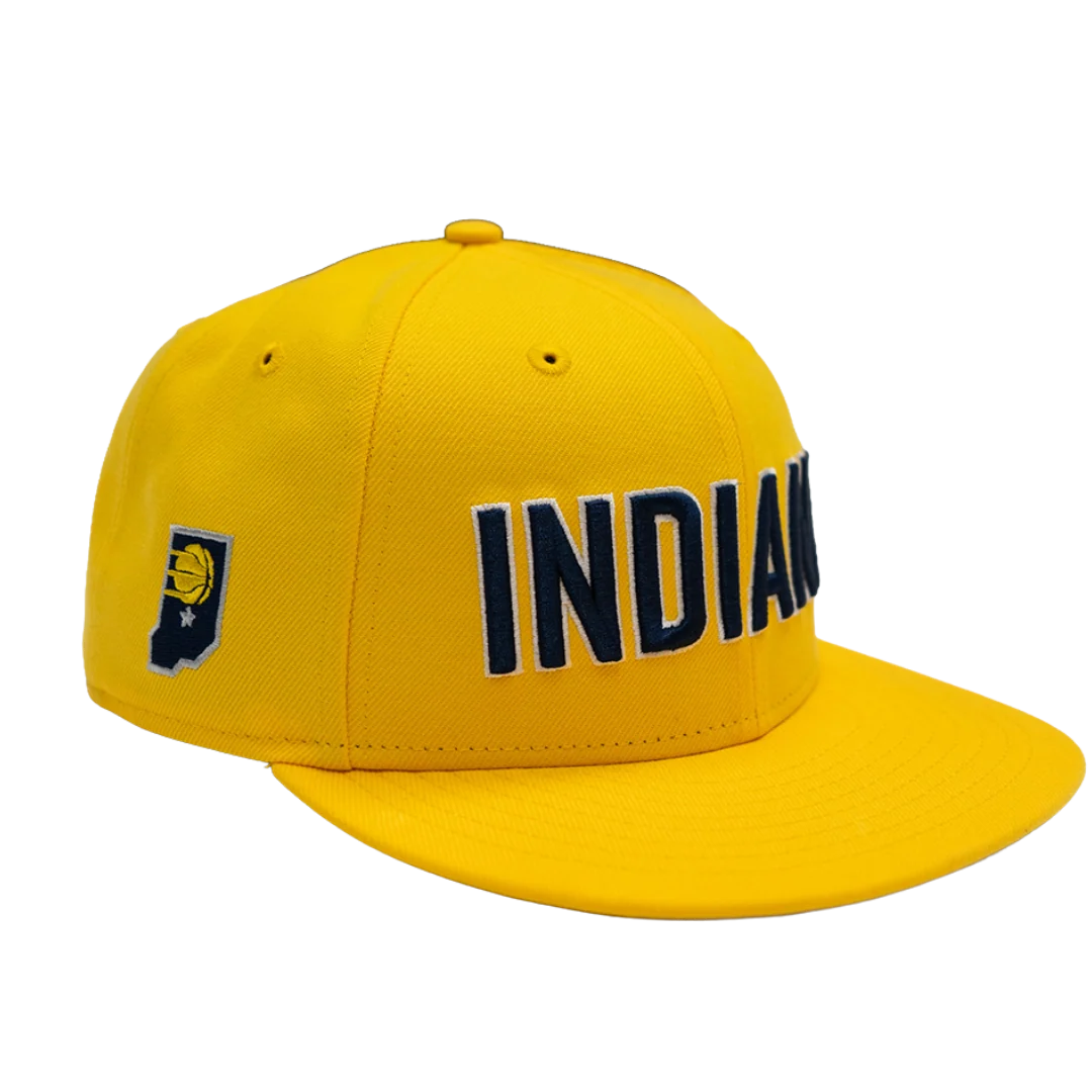 Adult Indiana Pacers Wordmark 9FIFTY Hat in Gold by New Era