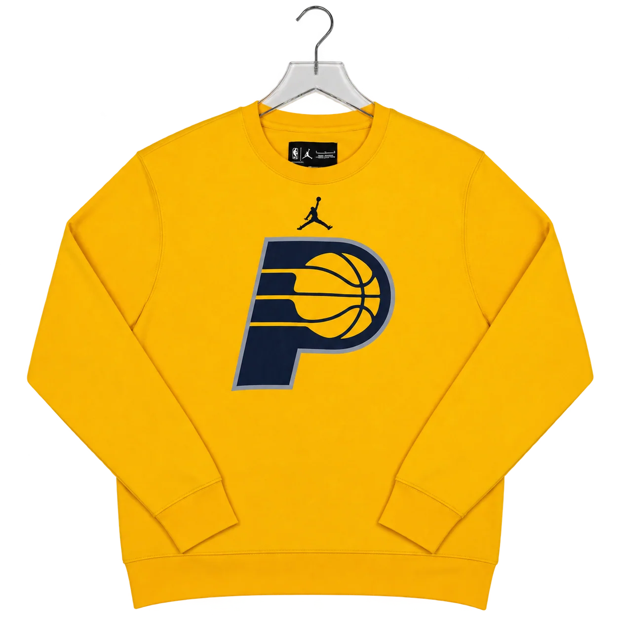 Adult Indiana Pacers Primary Logo Club Crewneck Sweatshirt in Gold by Jordan 1 Adult Indiana Pacers Primary Logo Club Crewneck Sweatshirt in Gold by Jordan