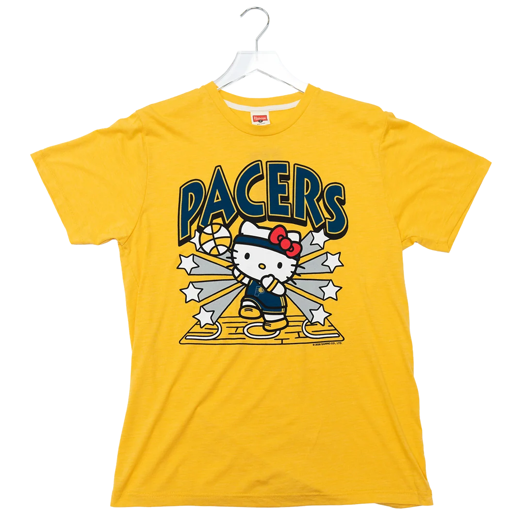 Adult Indiana Pacers Hello Kitty T-Shirt in Gold by Homage 4 Adult Indiana Pacers Hello Kitty T-Shirt in Gold by Homage