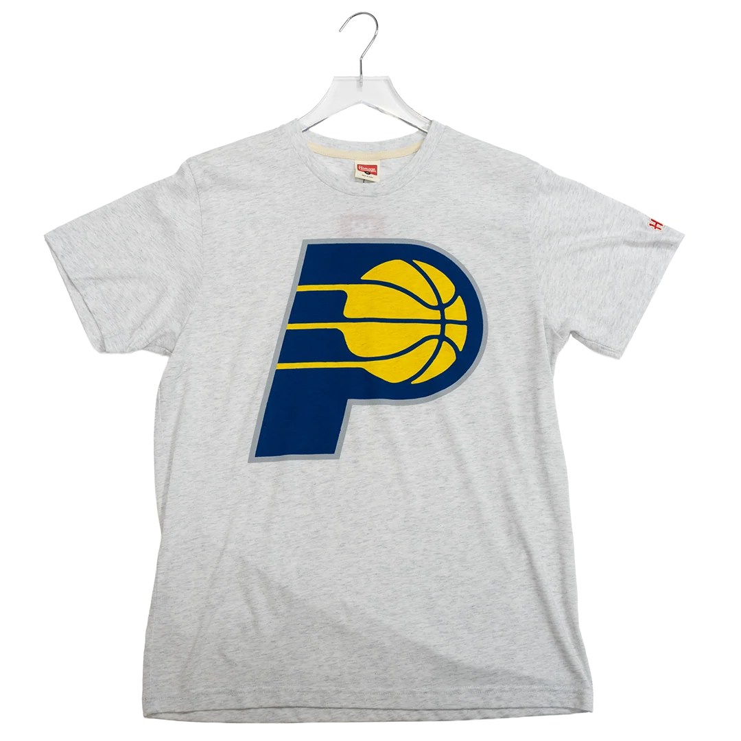 Adult Indiana Pacers Primary Logo T-Shirt in Grey by Homage 1 Adult Indiana Pacers Primary Logo T-Shirt in Grey by Homage