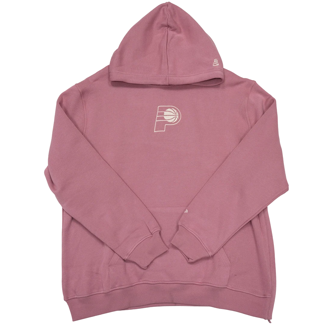 Adult Indiana Pacers Neutrals Primary Logo Hooded Sweatshirt in Pink by New Era 3 Adult Indiana Pacers Neutrals Primary Logo Hooded Sweatshirt in Pink by New Era