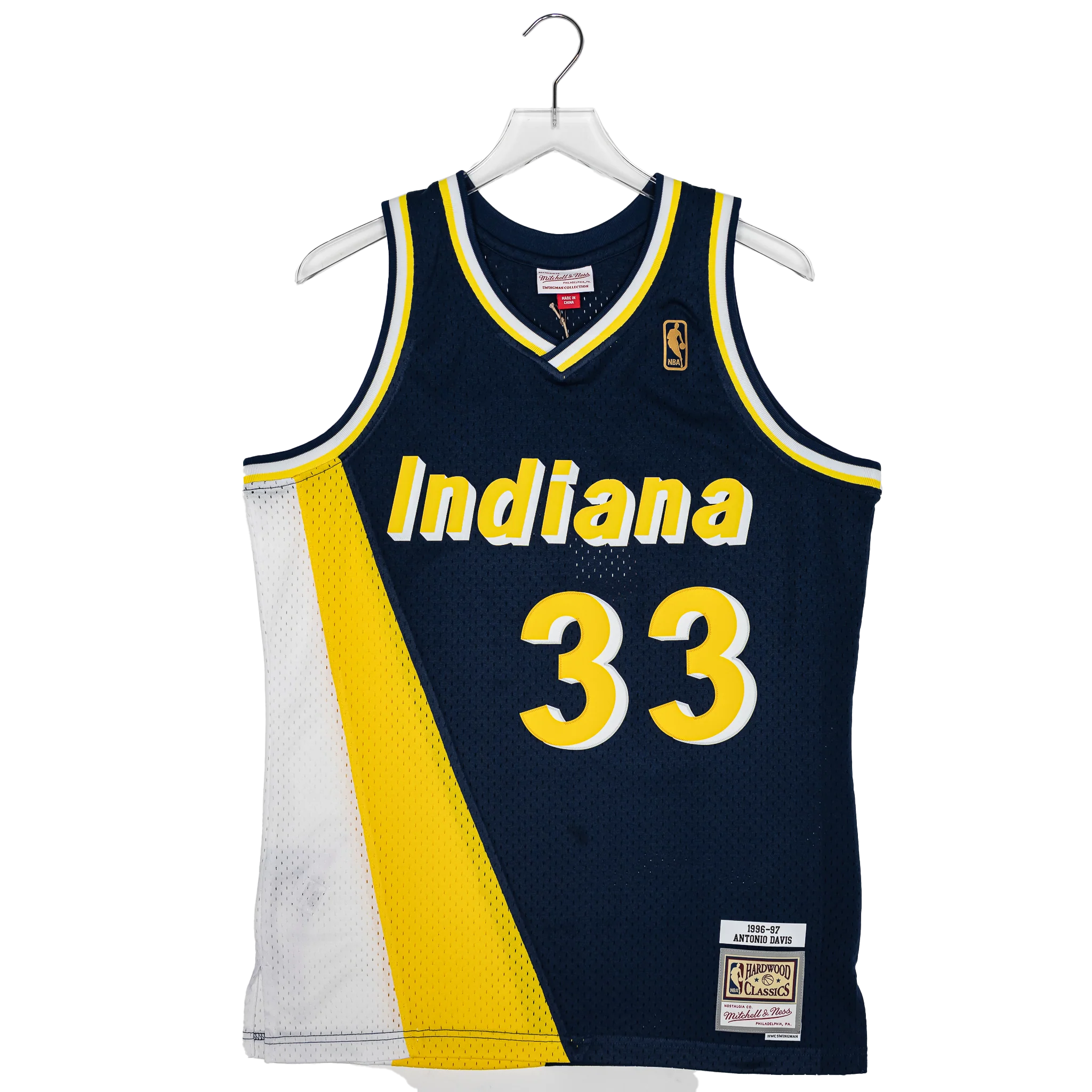 Adult Indiana Pacers #33 Antonio Davis Flo-Jo Hardwood Classic Jersey in Navy by Mitchell & Ness