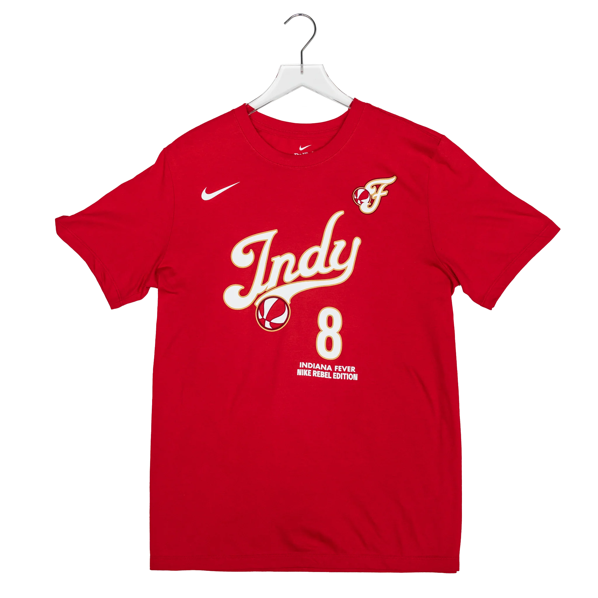 Adult Indiana Fever #8 Sophie Cunningham 2026 Rebel Name and Number T-Shirt in Red by Nike