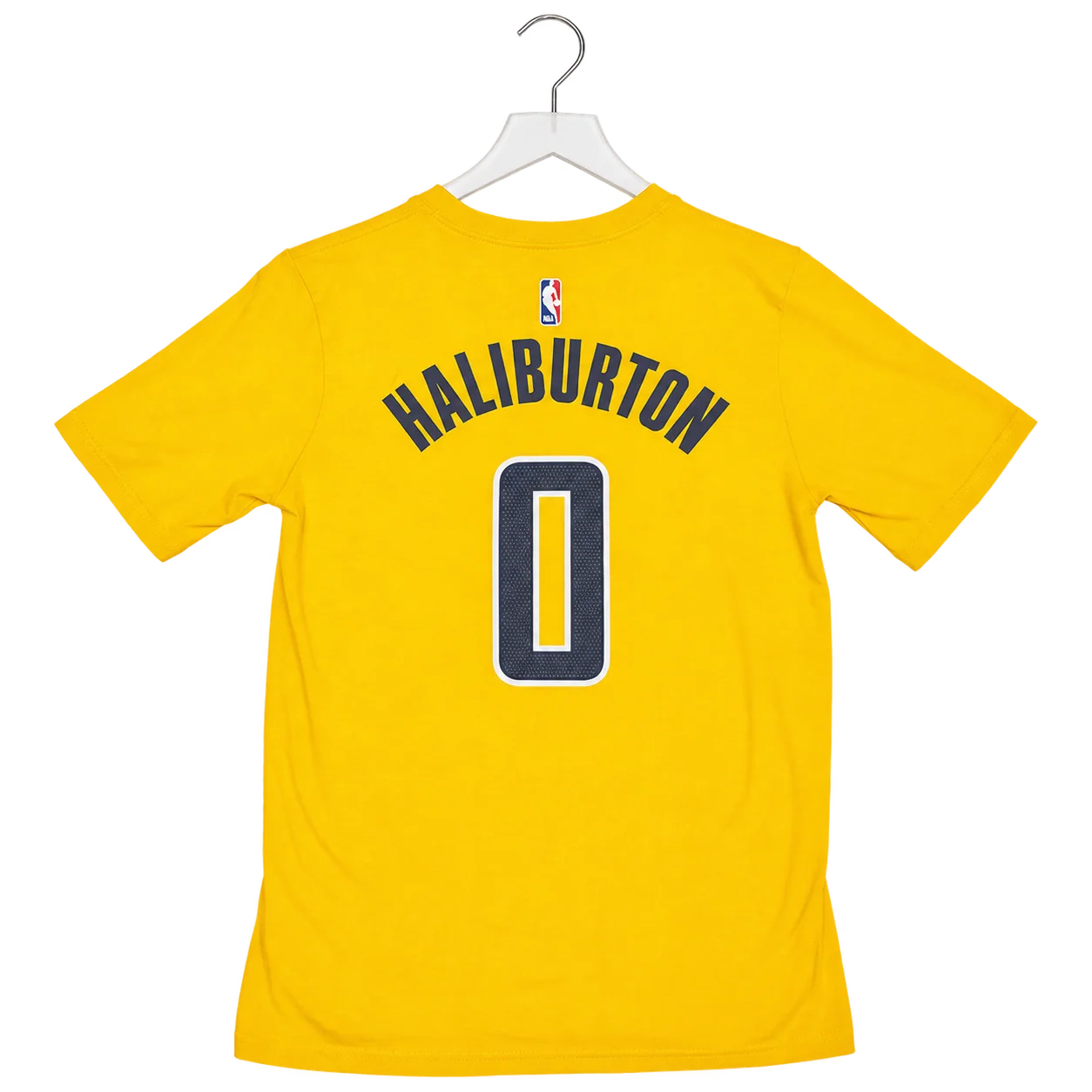 Youth Indiana Pacers #0 Tyrese Haliburton 26-27' Statement Name and Number T-shirt in Gold by Jordan 5 Youth Indiana Pacers #0 Tyrese Haliburton 26-27' Statement Name and Number T-shirt in Gold by Jordan