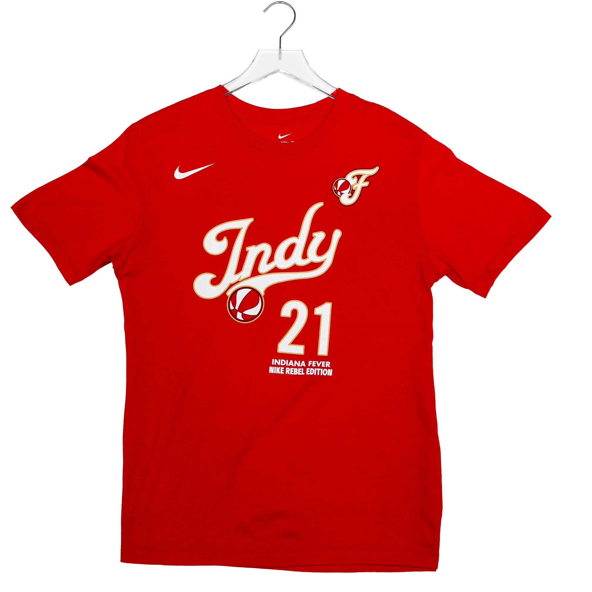 Adult Indiana Fever #21 Makayla Timpson Rebel Name and Number T-Shirt in Red by Nike