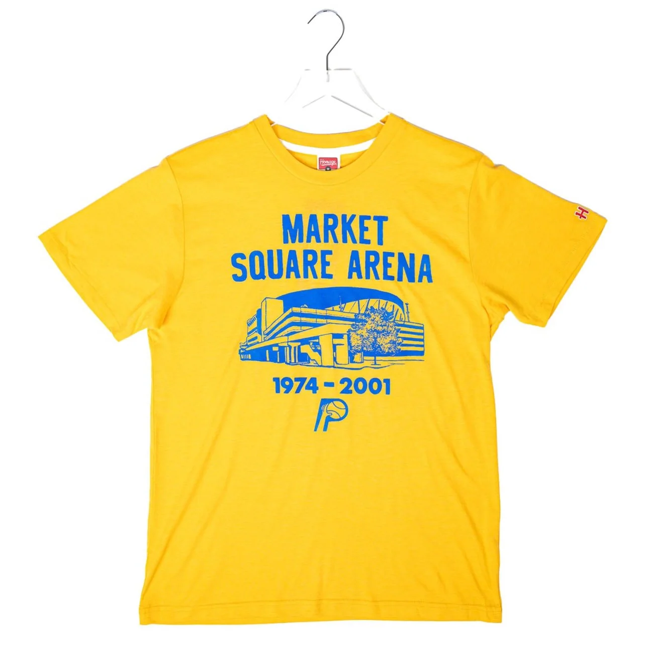 Adult Indiana Pacers Market Square Arena T-shirt in Gold by Homage 4 Adult Indiana Pacers Market Square Arena T-shirt in Gold by Homage