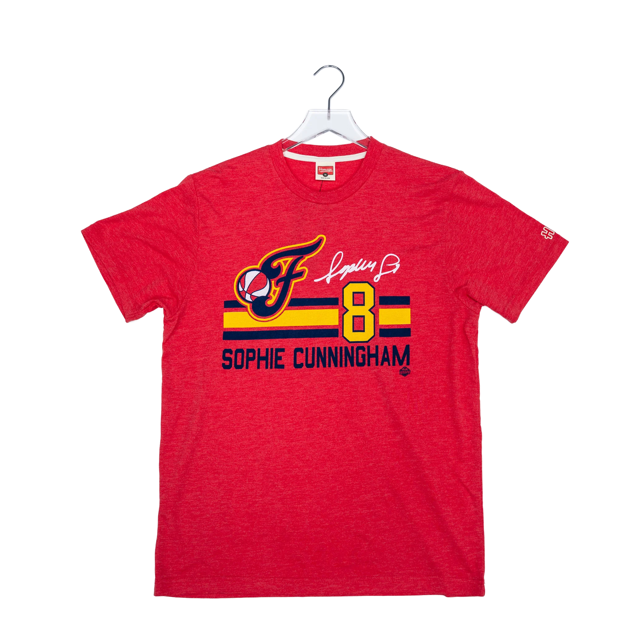 Adult Indiana Fever #8 Sophie Cunningham Name and Number T-shirt in Red by Homage