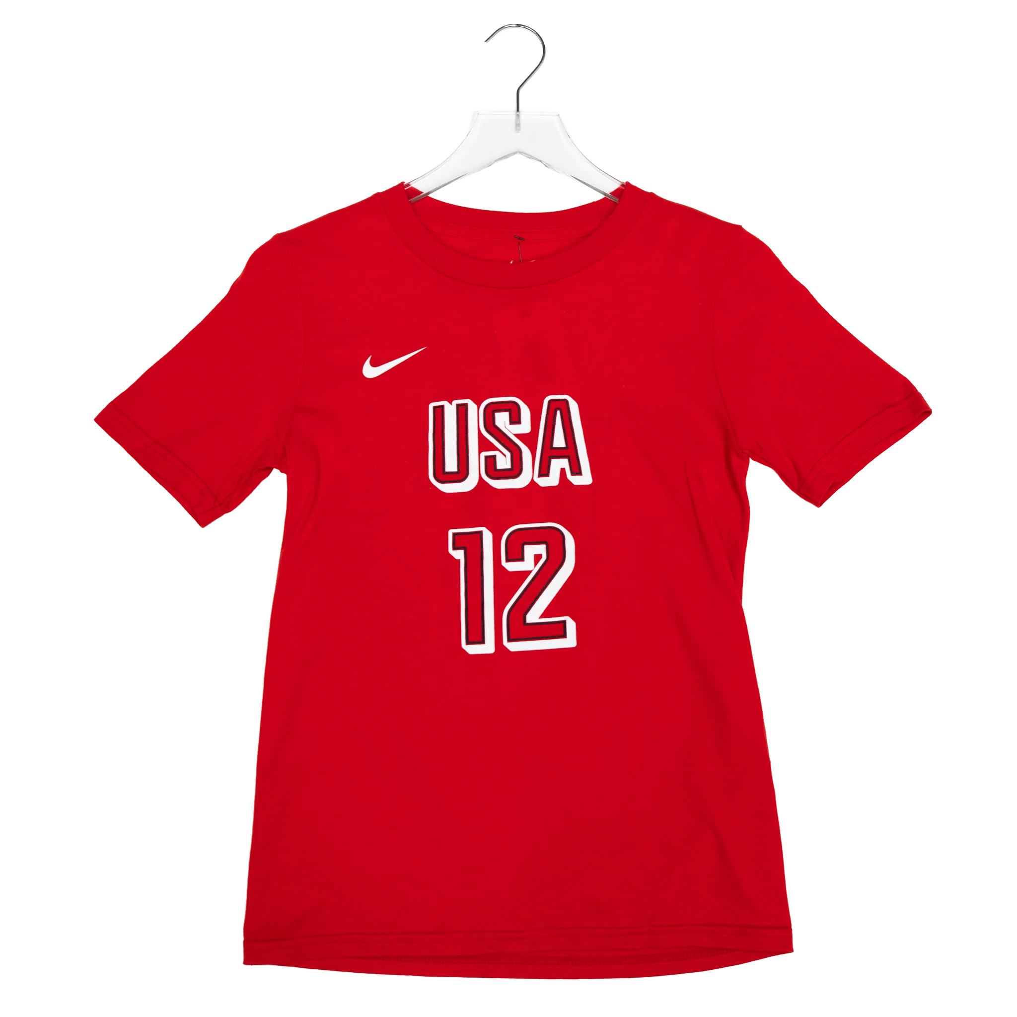 Youth USA Basketball #12 Caitlin Clark Name and Number T-shirt in Red by Nike 2 Youth USA Basketball #12 Caitlin Clark Name and Number T-shirt in Red by Nike