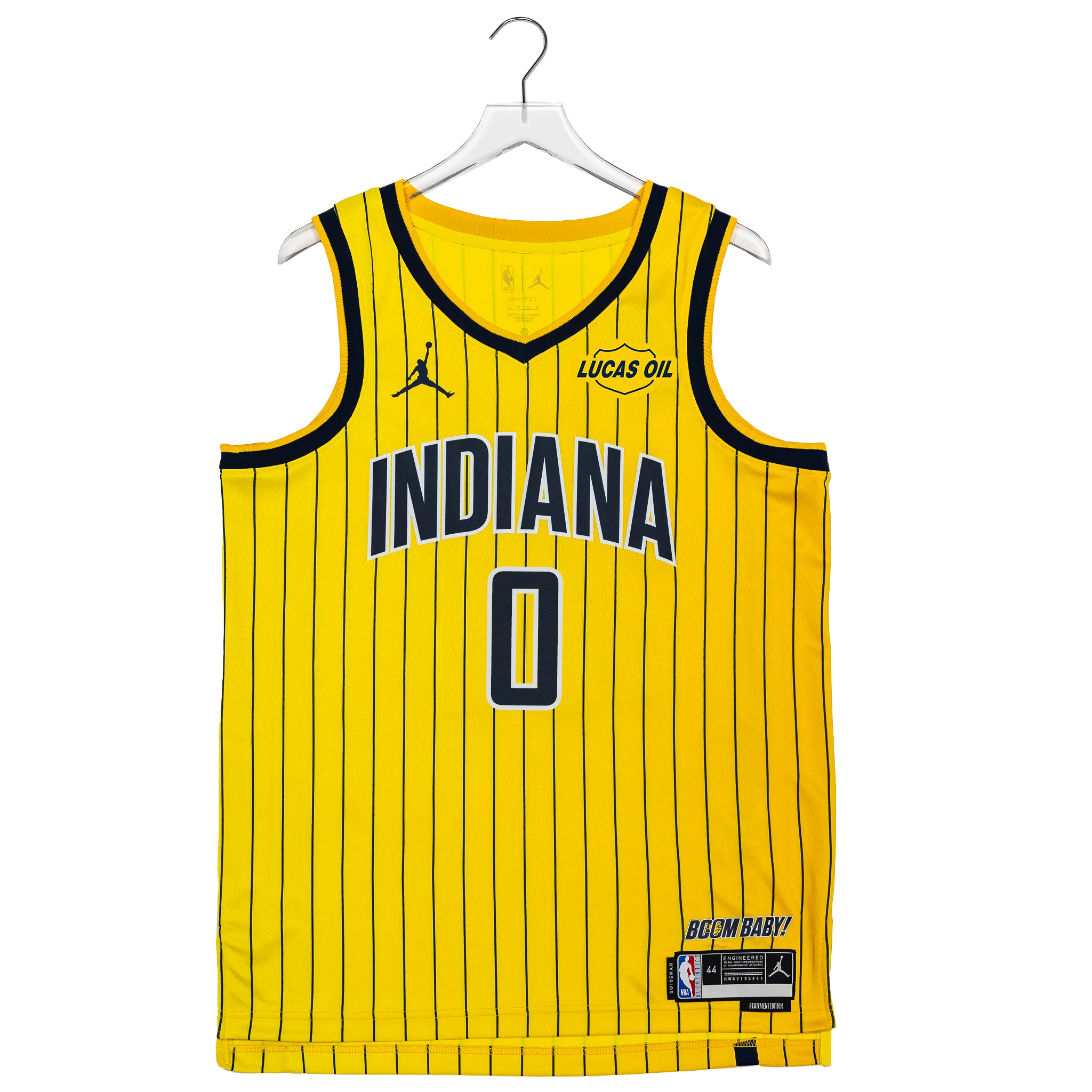 Adult Indiana Pacers #0 Tyrese Haliburton 26-27' Statement Swingman Jersey in Gold by Jordan