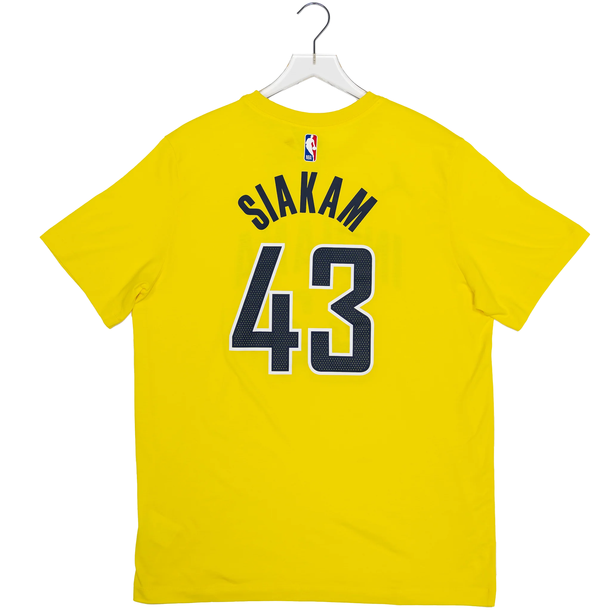 Adult Indiana Pacers #43 Pascal Siakam 26-27' Statement Name and Number T-shirt in Gold by Jordan 1 Adult Indiana Pacers #43 Pascal Siakam 26-27' Statement Name and Number T-shirt in Gold by Jordan