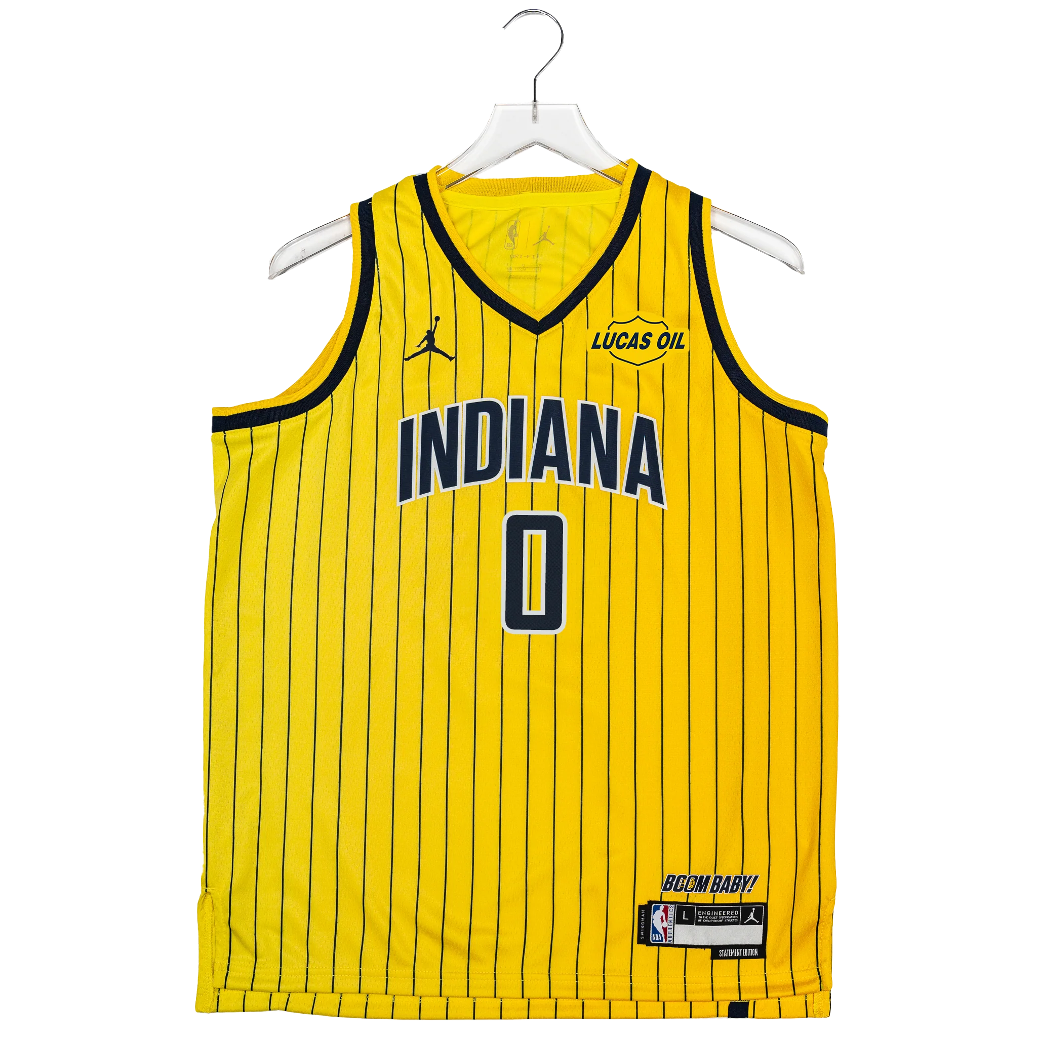 Youth Indiana Pacers #0 Tyrese Haliburton 26-27' Statement Swingman Jersey in Gold by Jordan