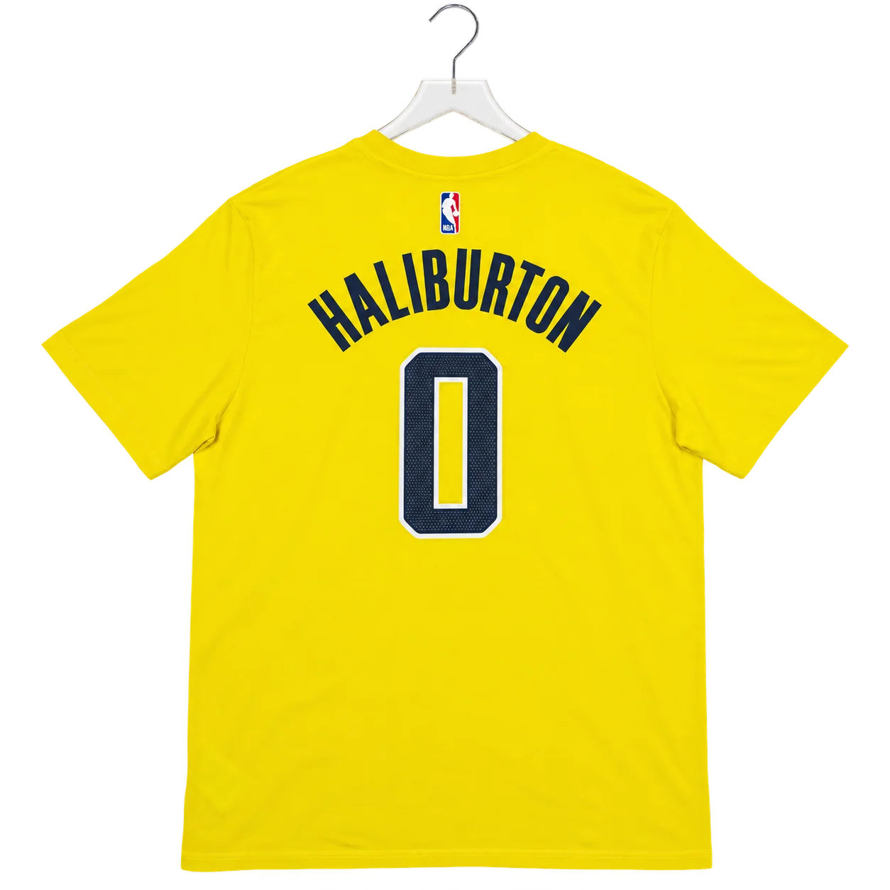 Adult Indiana Pacers #0 Tyrese Haliburton 26-27' Statement Name and Number T-shirt in Gold by Jordan