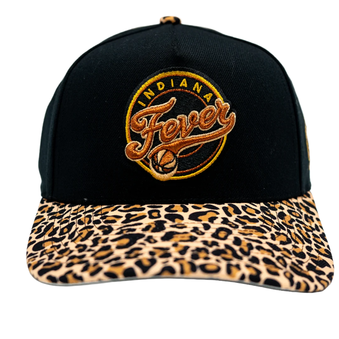 Adult Indiana Fever Cheetah Pro Snapback Hat in Black by Mitchell & Ness