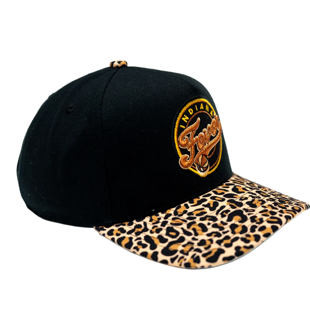 Adult Indiana Fever Cheetah Pro Snapback Hat in Black by Mitchell & Ness