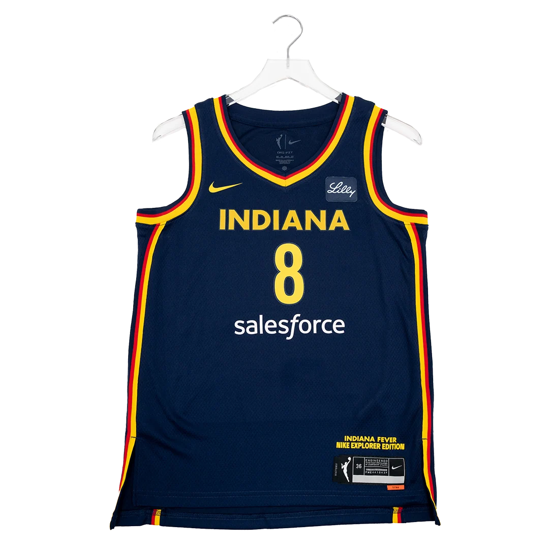 Adult Indiana Fever #8 Sophie Cunningham Explorer Swingman Jersey in Navy by Nike
