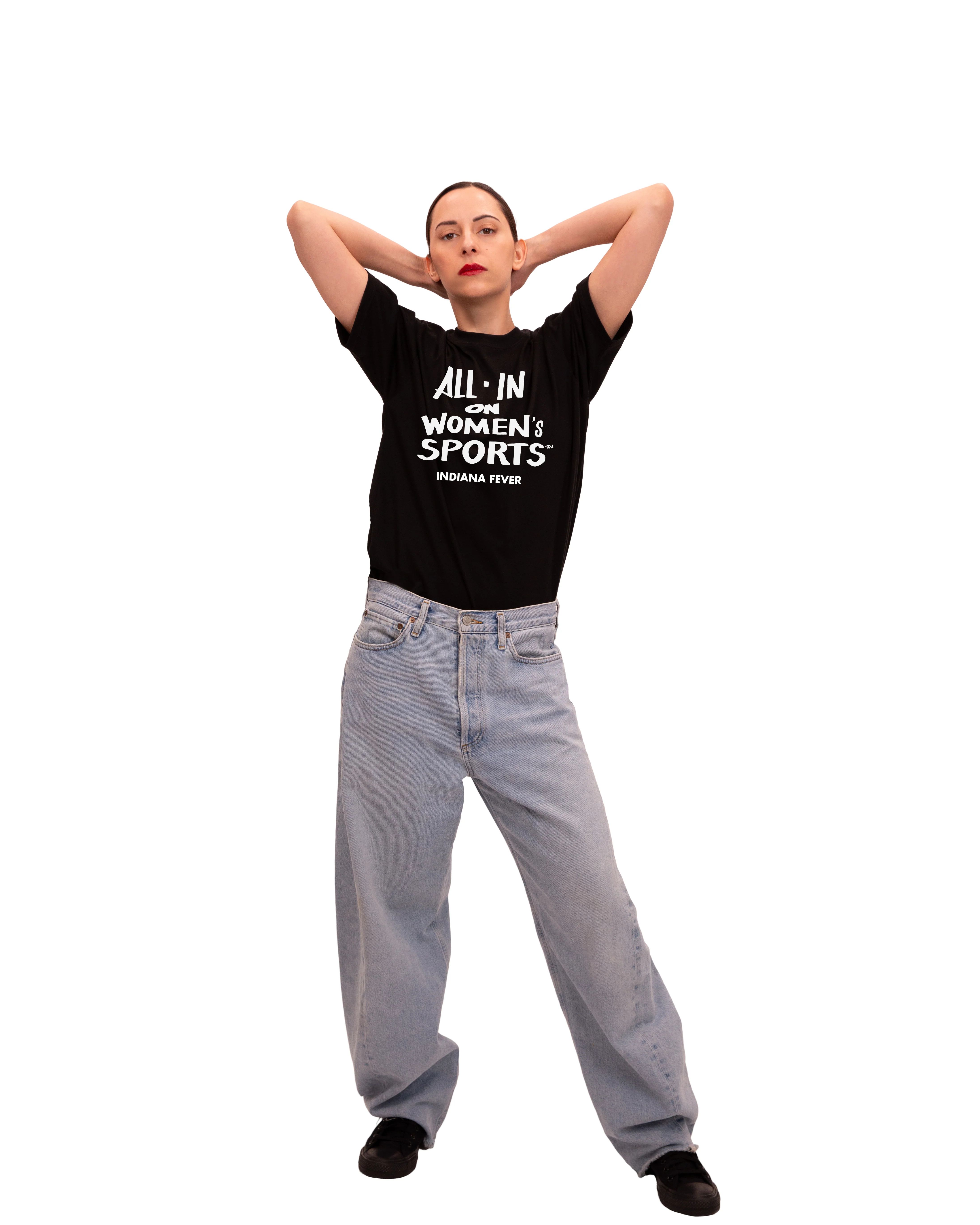 Adult Indiana Fever ALL-IN ON WOMEN'S SPORTS T-Shirt in Black by 9Commons