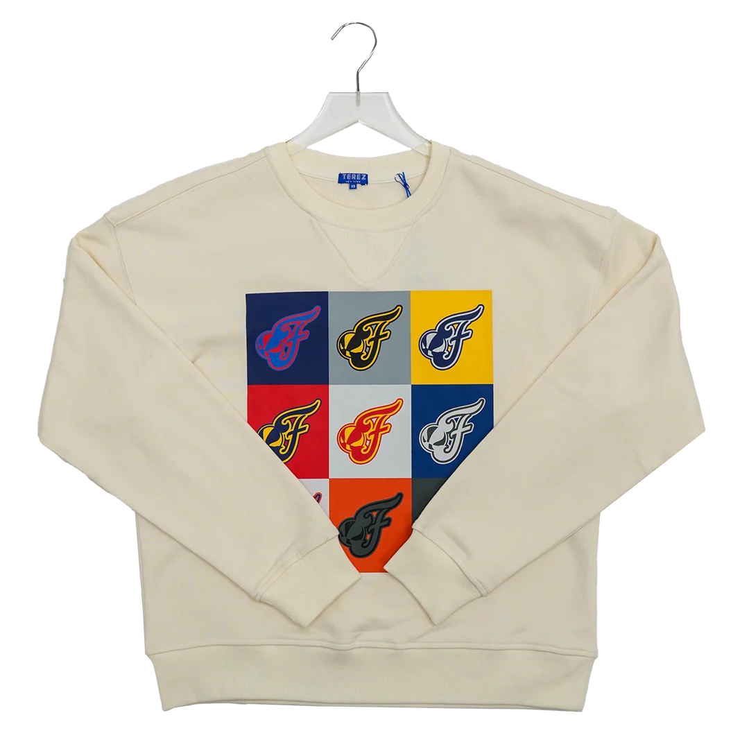 Women's Indiana Fever Team Technicolor Crewneck Sweatshirt in Natural by Terez 1 Women's Indiana Fever Team Technicolor Crewneck Sweatshirt in Natural by Terez